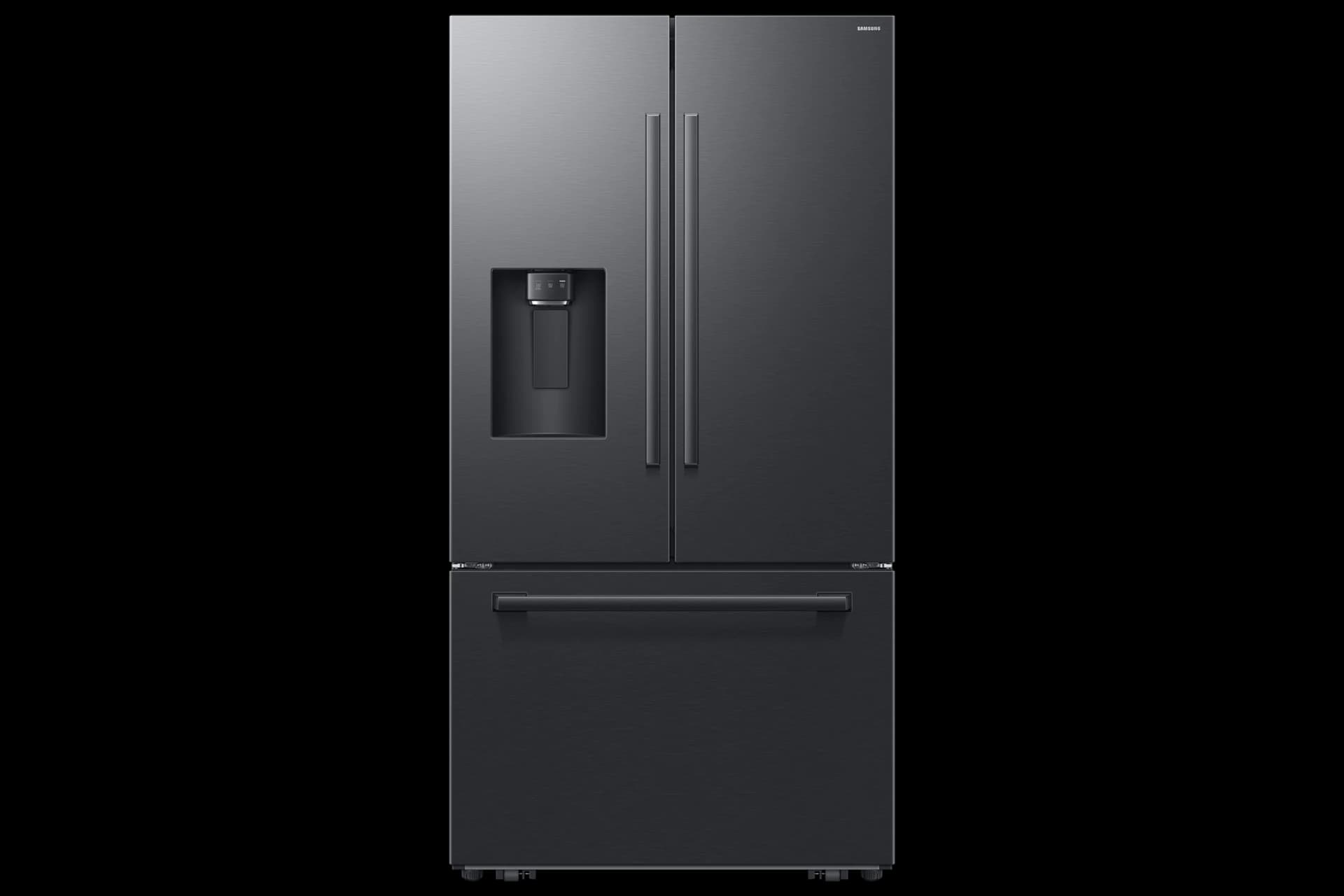 29 cf. Zero Clearance 3-Door French Door, Ext. Water/Ice, Sphere Ice, Full Depth (Matte Black)
