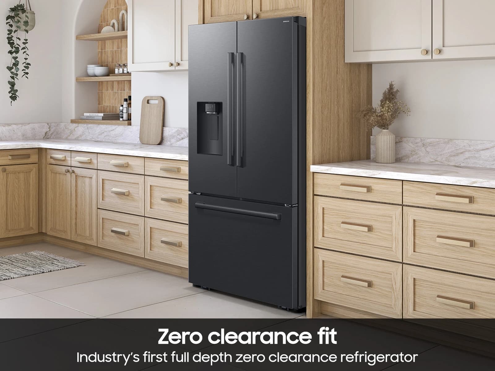 29 cf. Zero Clearance 3-Door French Door, Ext. Water/Ice, Sphere Ice, Full Depth (Matte Black) view 6