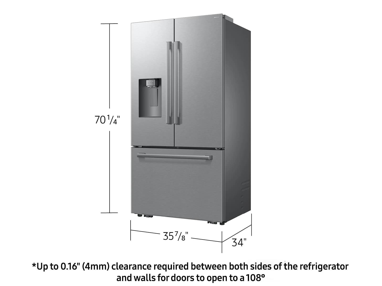29 cf. Zero Clearance 3-Door French Door, Ext. Water/Ice, Sphere Ice, Full Depth (Stainless Steel) view 2