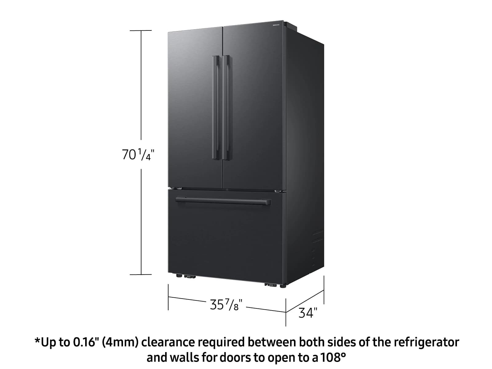 30 cf. Zero Clearance 3-Door French Door, In Door Water, Full Depth Matte Black) view 2