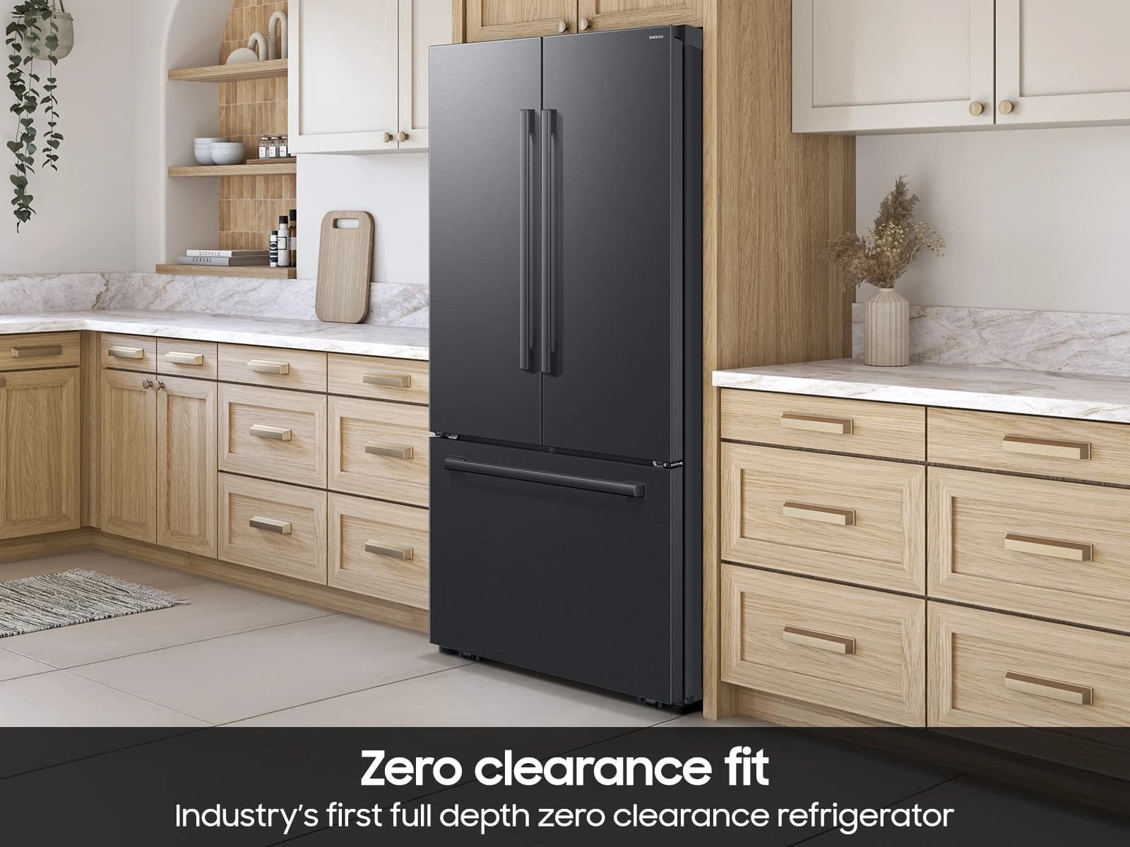 30 cf. Zero Clearance 3-Door French Door, In Door Water, Full Depth Matte Black) view 6