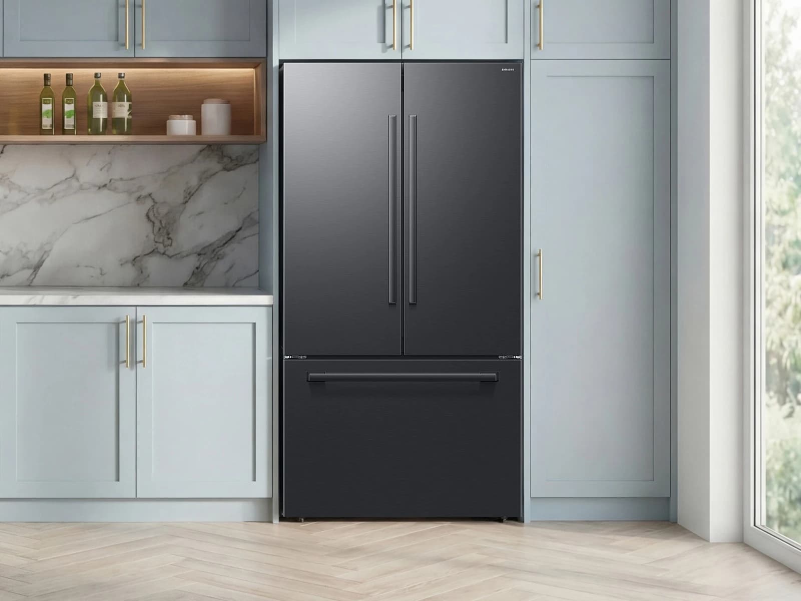 30 cf. Zero Clearance 3-Door French Door, In Door Water, Full Depth Matte Black) view 9