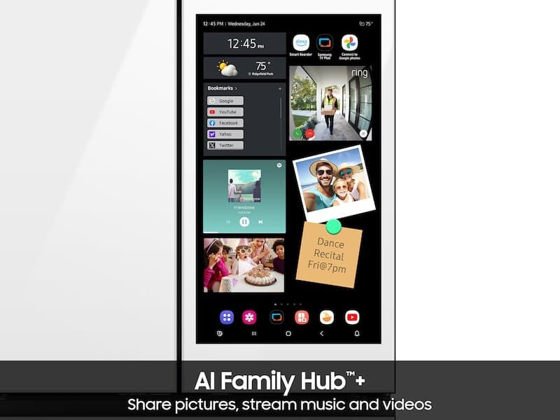 4DR Bespoke AI Family Hub™+ Counter Depth White Glass view 7