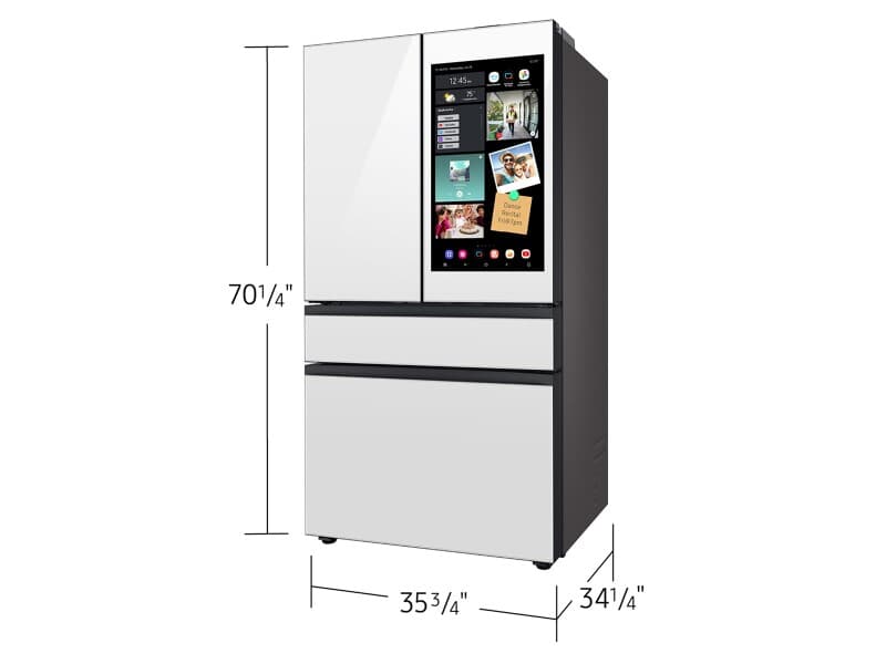 4DR Bespoke AI Family Hub™+ Full Depth White Glass view 2