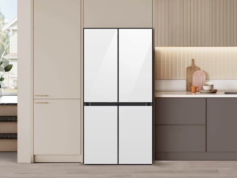 Bespoke AI 4-Door French Door – White glass view 9