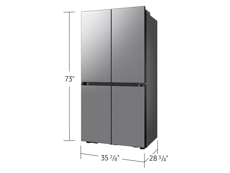 Bespoke 23 cu. ft. Counter Depth 4-Door French Door Refrigerator with AI Hybrid Cooling & Beverage Center™ in Stainless Steel view 3