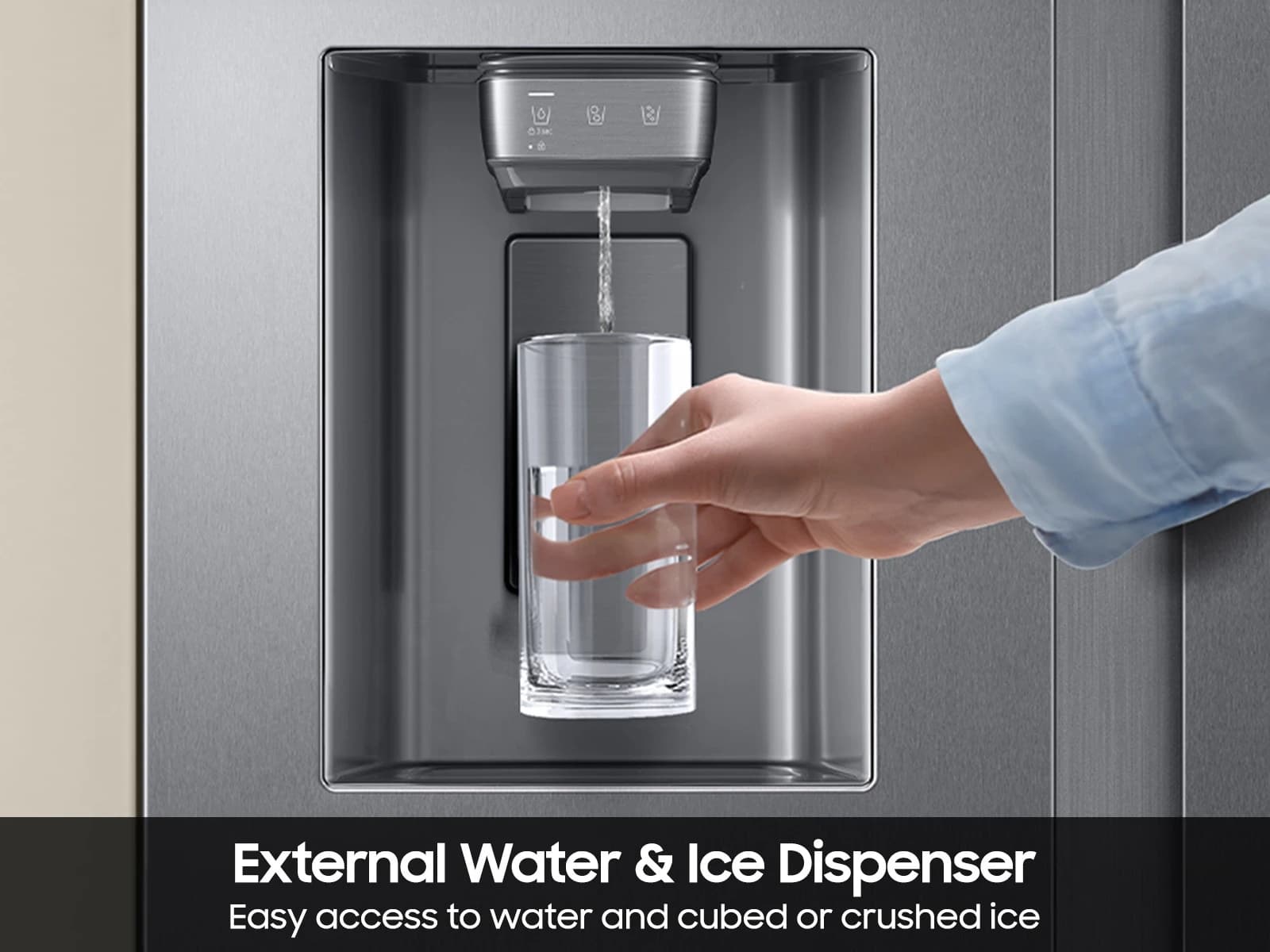 Bespoke AI Side-by-Side Sphere Ice™ | External Water & Ice Dispenser 27 cu.ft. – Stainless view 7