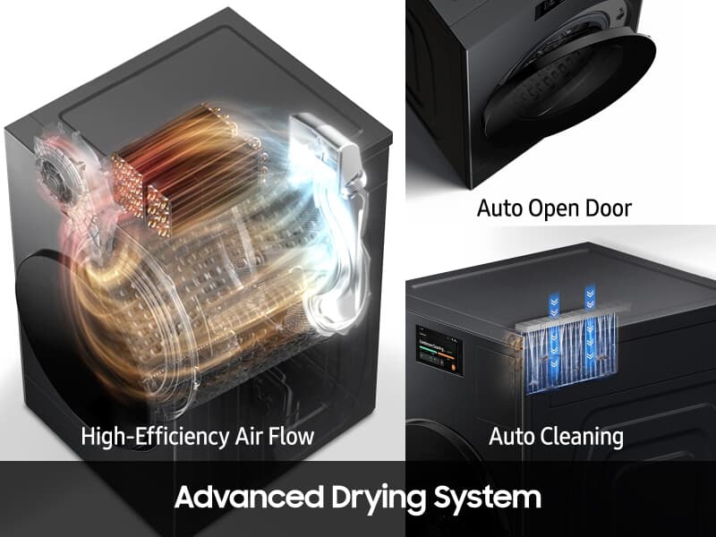 Bespoke AI All-in-One Ventless Combo AI Home 7" LCD Display AI OptiWash™ and Dry 5.3 cu.ft. – Brushed Black view 6
