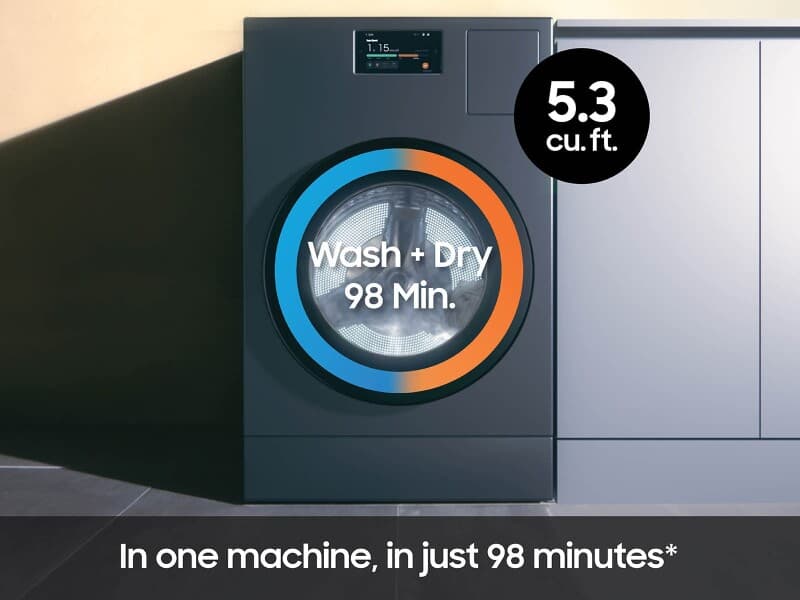 Bespoke AI All-in-One Ventless Combo AI Home 7" LCD Display AI OptiWash™ and Dry 5.3 cu. ft. – Dark Steel view 6
