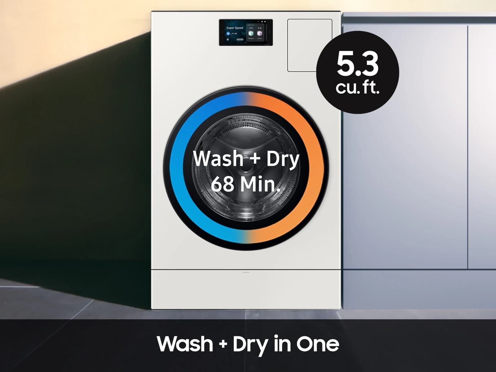 Bespoke AI All-in-One Vented Combo AI Home 7" LCD Display AI OptiWash™ & Dry 5.3 cu.ft. – Ivory view 8