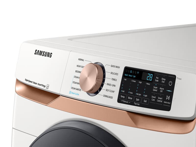 5.0 cu. ft. Extra Large Capacity Smart Front Load Washer with Super Speed Wash and Steam in Ivory view 8