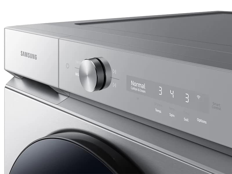 Bespoke 5.3 cu. ft. Ultra Capacity Front Load Washer with Super Speed Wash and AI Smart Dial in Silver Steel view 10
