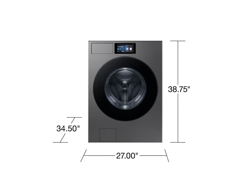 Bespoke AI Front Load Washer AI Home 7" LCD Display | AI OptiWash+™ 5.3 cu.ft. – Dark Steel view 3