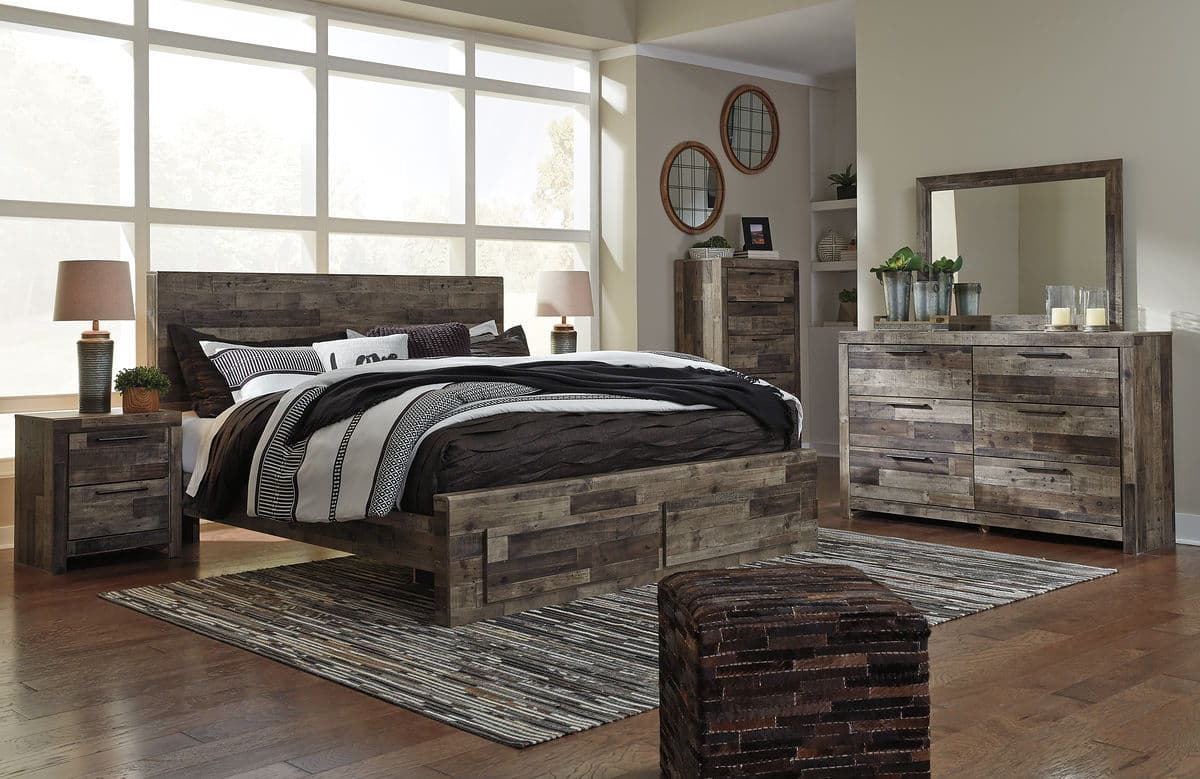 8 Pc. · Dresser, Mirror, King Bed with 2 Storage Drawers, 2 Nightstands · Multi Gray