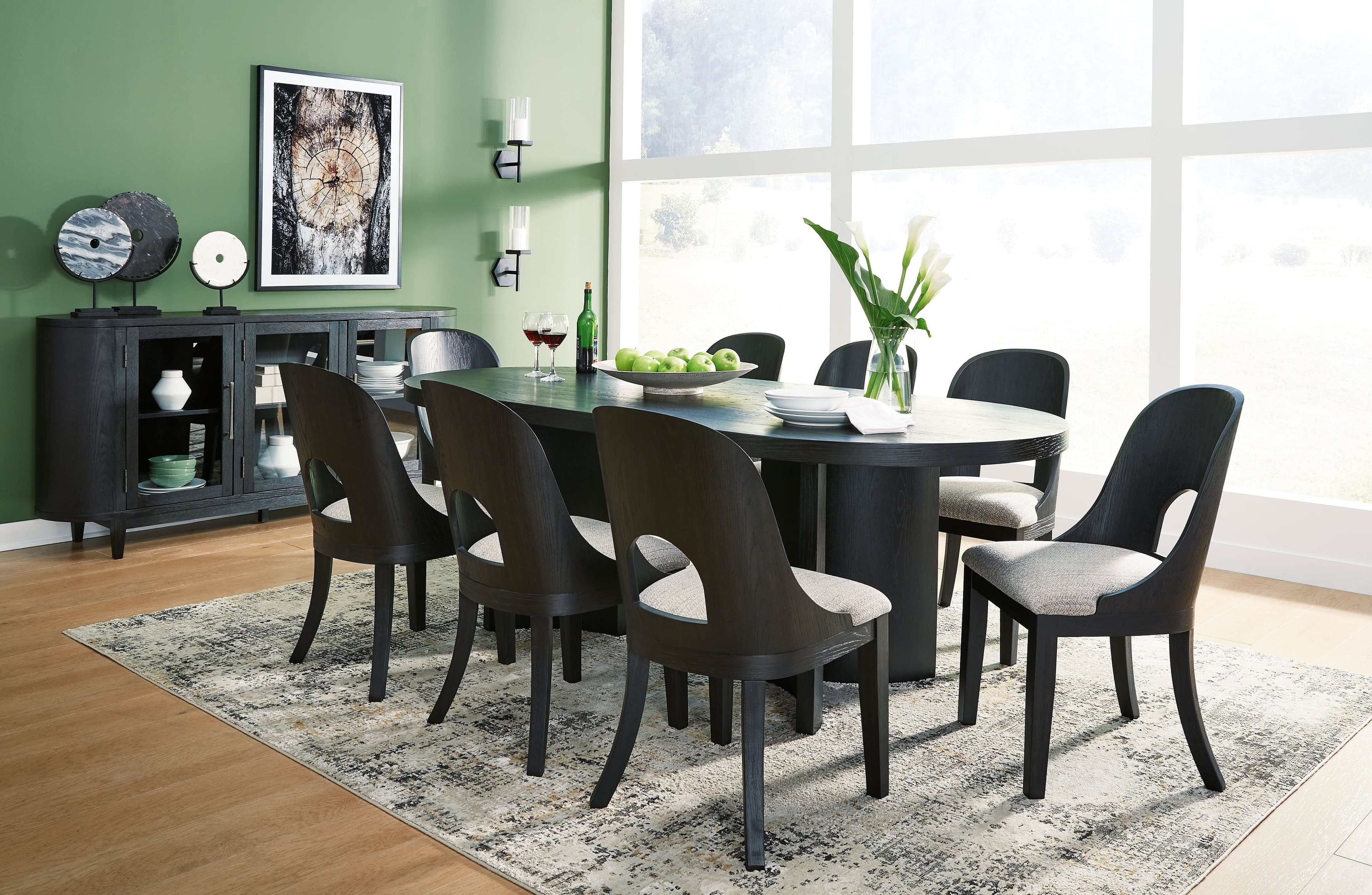 10 Pc. · Dining Table, 8 Side Chairs, Server