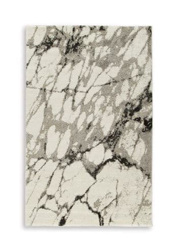 Worthbrook - 5' x 7' Rug - White / Black / Gray