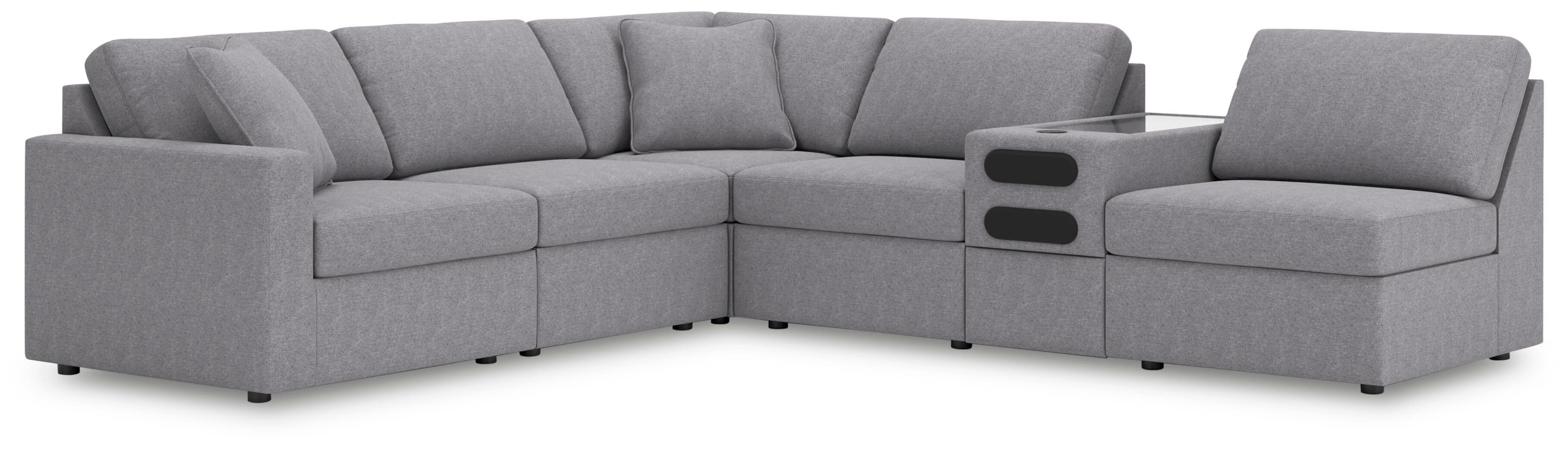 6-Piece Sectional With Audio System Console And 3 Armless Chairs