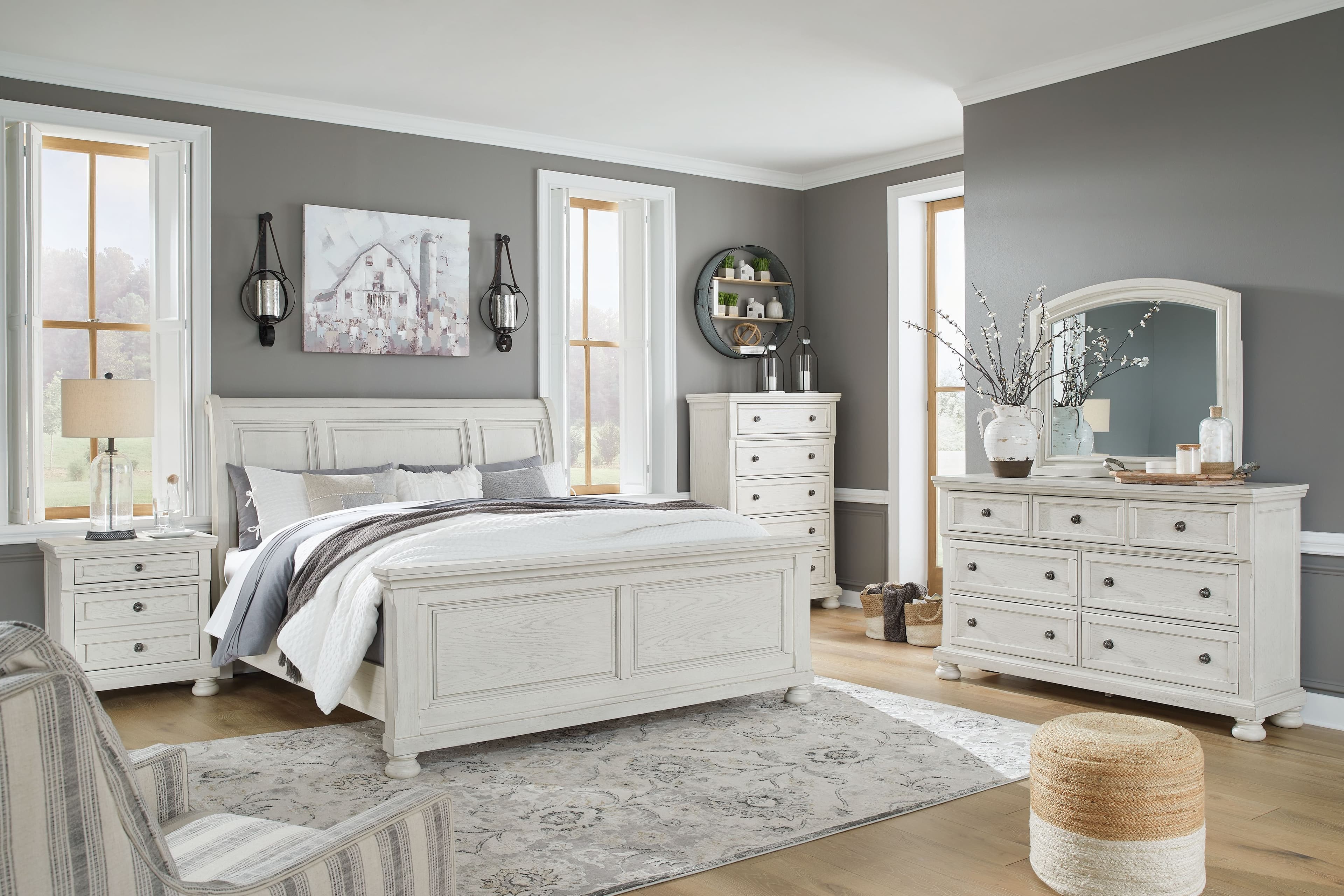 6 Pc. · Dresser, Mirror, Chest, King Sleigh Bed