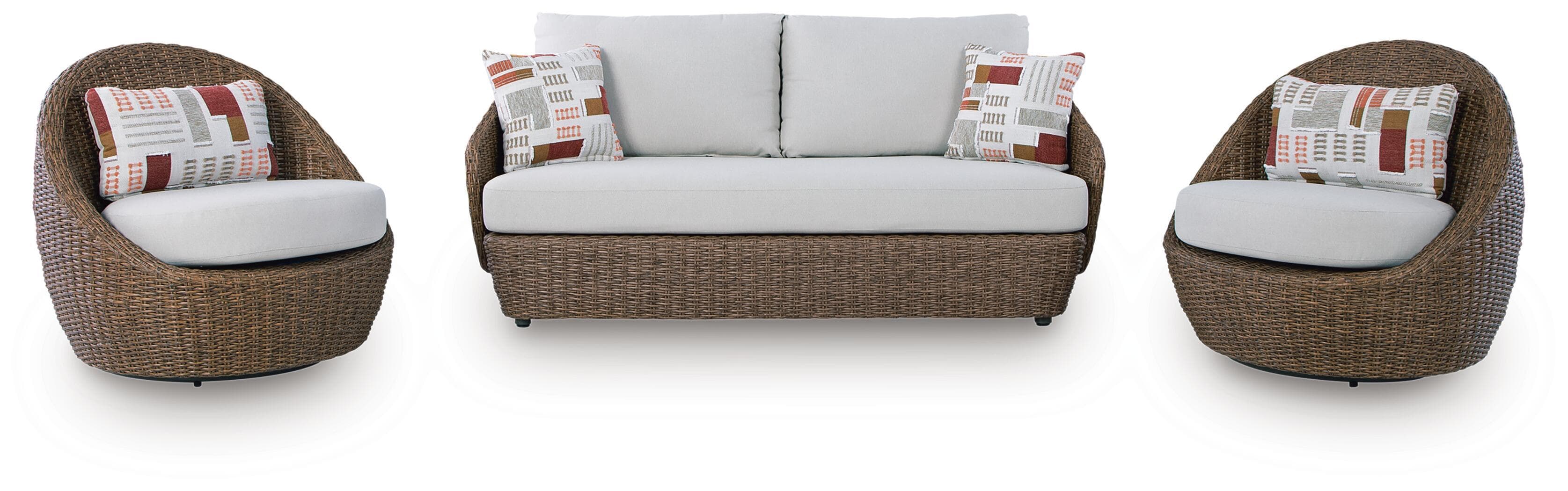 Double Point - Loveseat, Swivel Chairs Set (Set of 3) - Beige