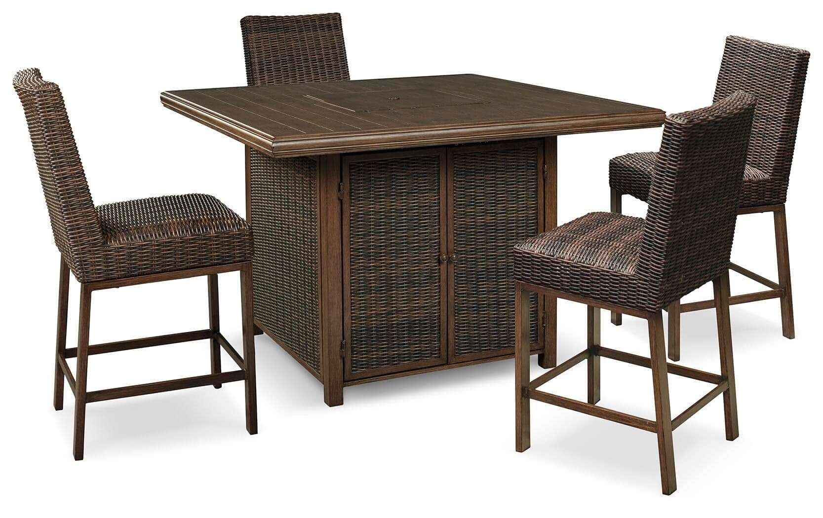 5 Pc. · Outdoor Counter Height Dining Table With 4 Barstools