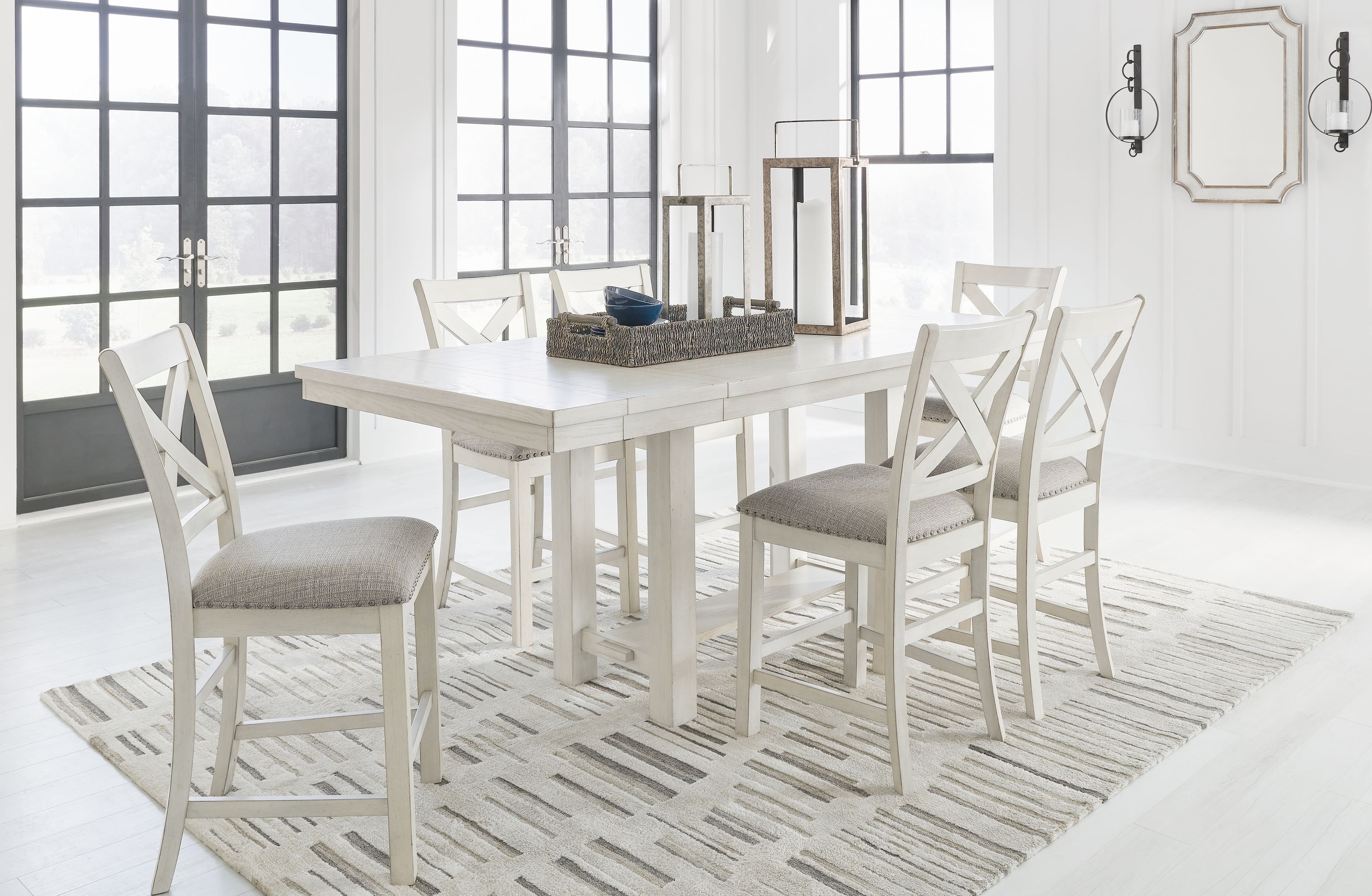 7 Pc. · Rectangular Counter Height Dining Extension Table, 6 Barstools
