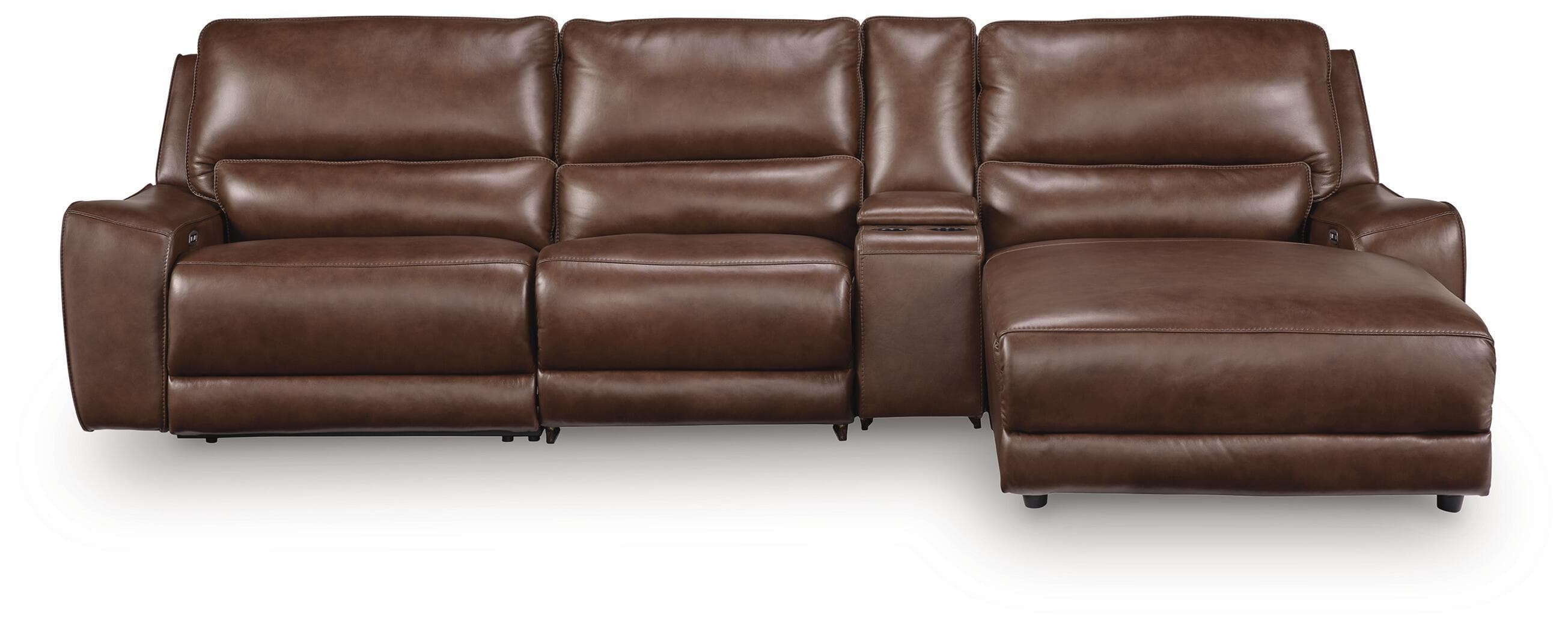 4-Piece Power Reclining Sectional With RAF Press Back Power Chaise And Storage Console · Canyon