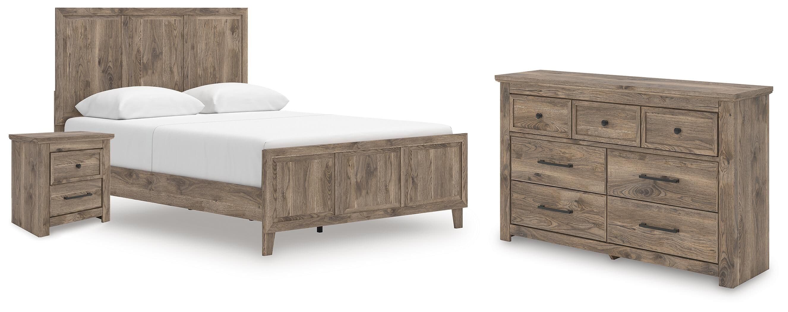 Rusticott - 3 Pc. - Queen Panel Bed, Dresser And Nightstand - Brown