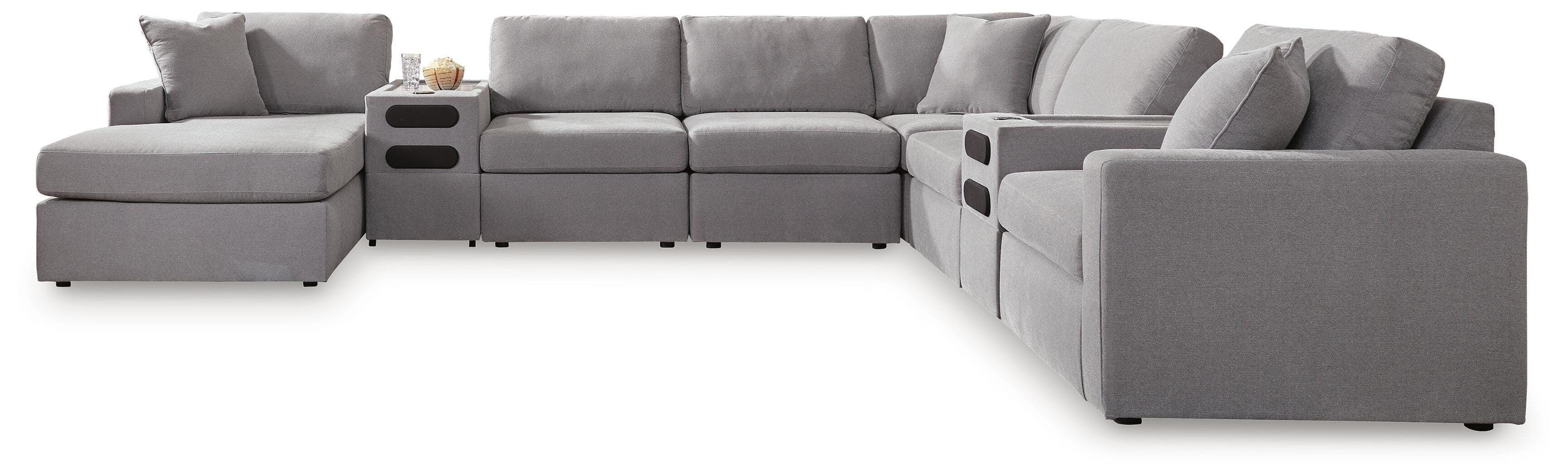 8-Piece Sectional With LAF Corner Storage Chaise And 2 Audio Consoles