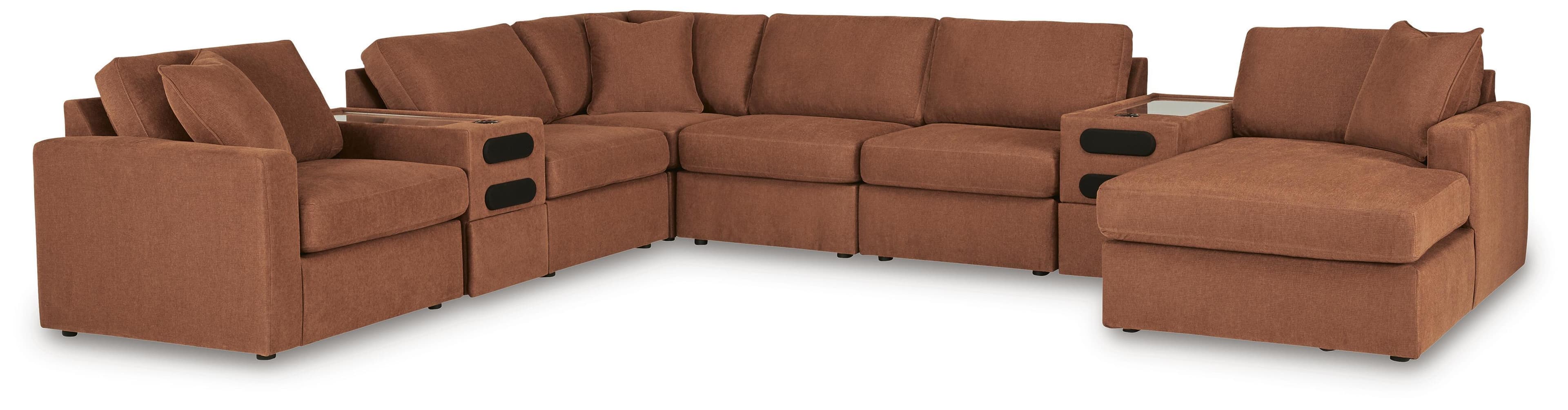 8-Piece Sectional With RAF Corner Storage Chaise And 2 Audio Consoles · Spice