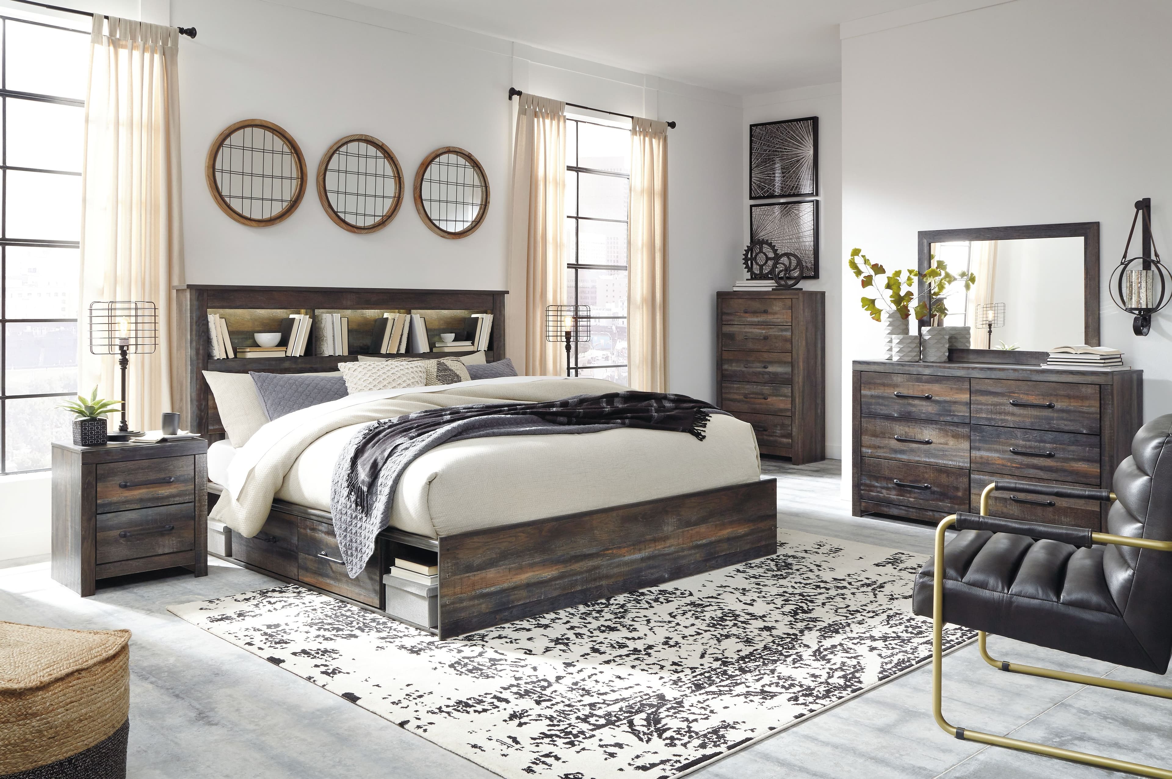 King Bookcase Bed With 4 Storage Drawers · 8 Pc. · Dresser, Mirror, Chest, King Bed