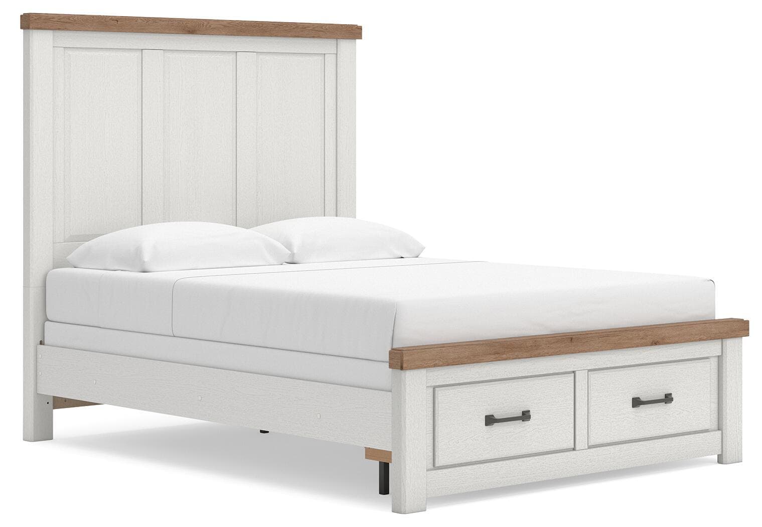 Queen Panel Storage Bed With Storage Footboard