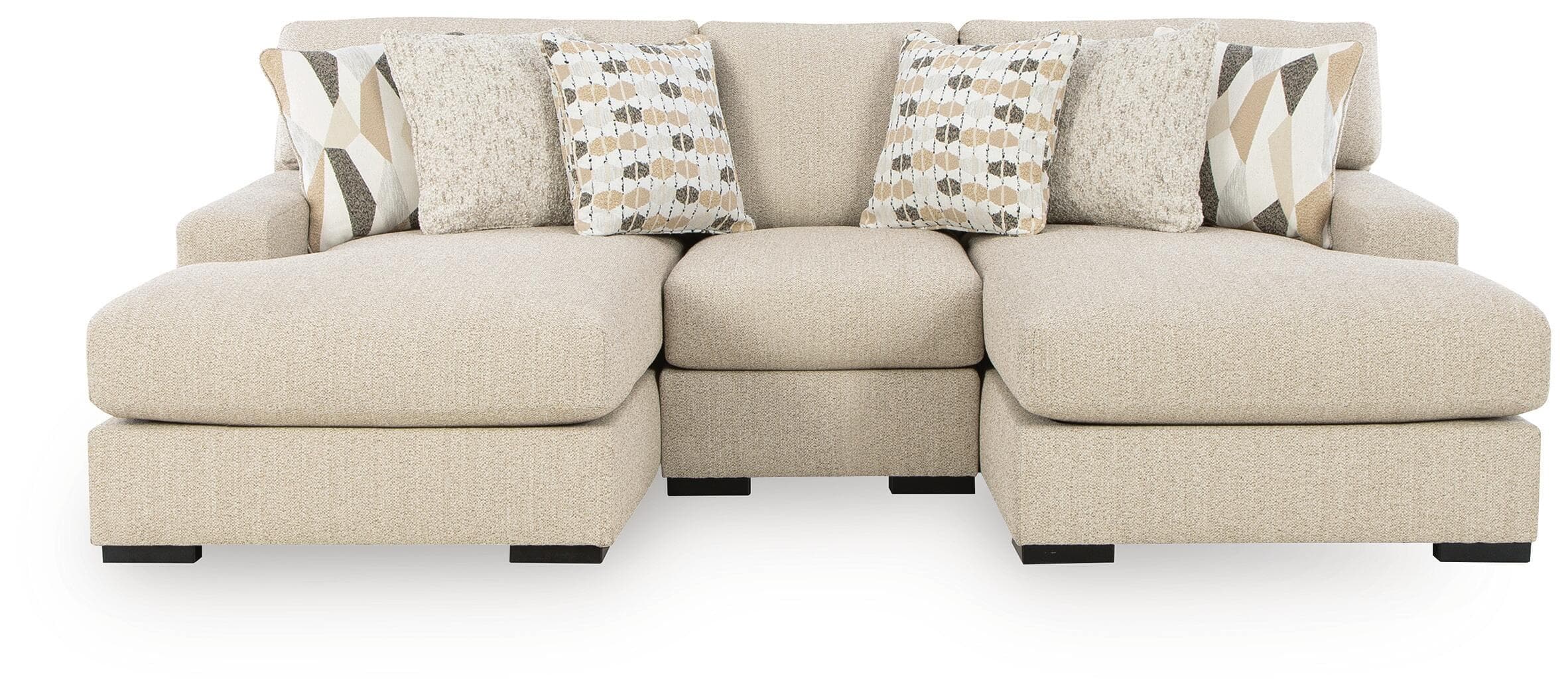 3-Piece Double Chaise Sectional With Armless Chair
