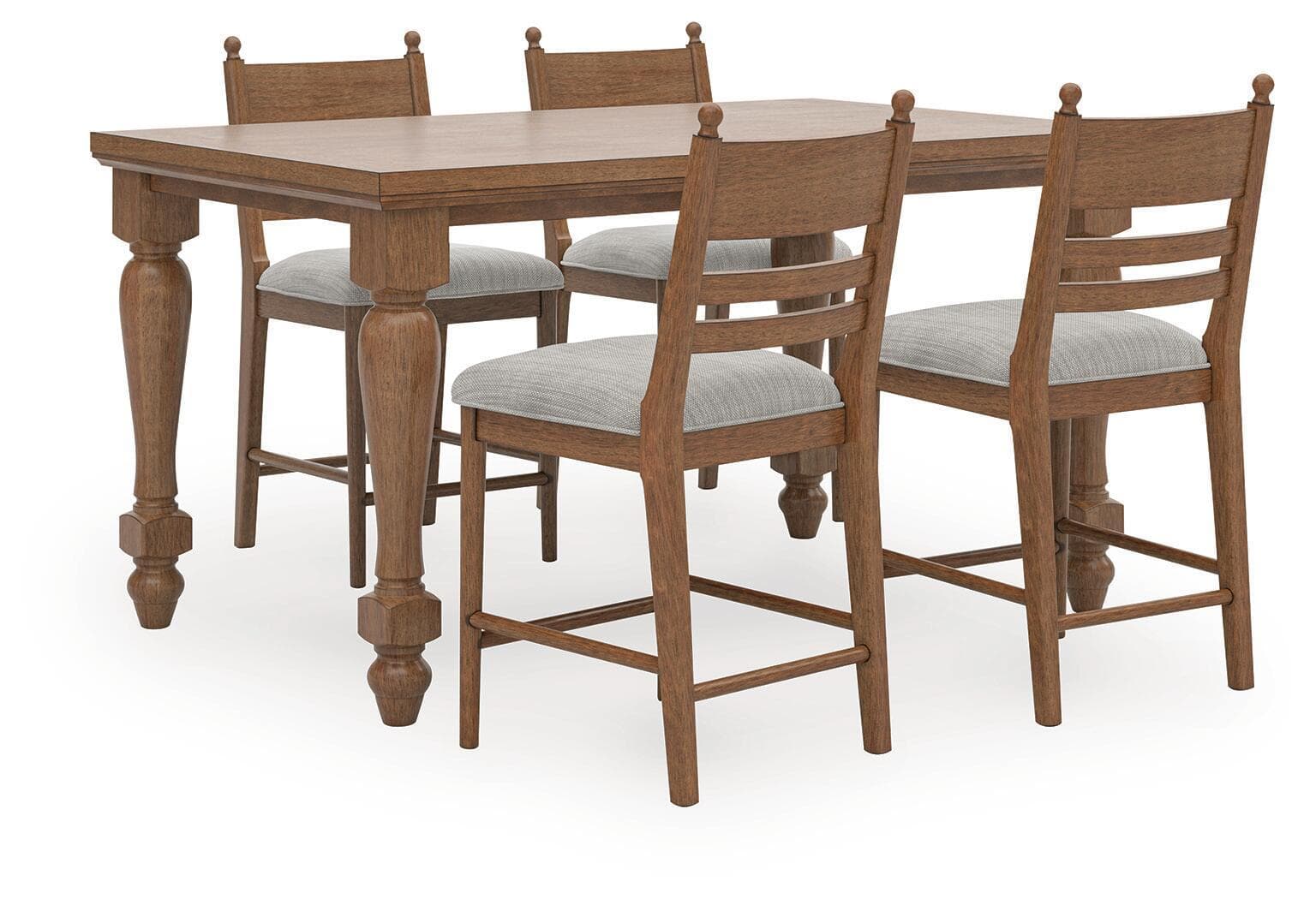 5 Pc. · Counter Height Dining Table And 4 Upholstered Barstools · Brown
