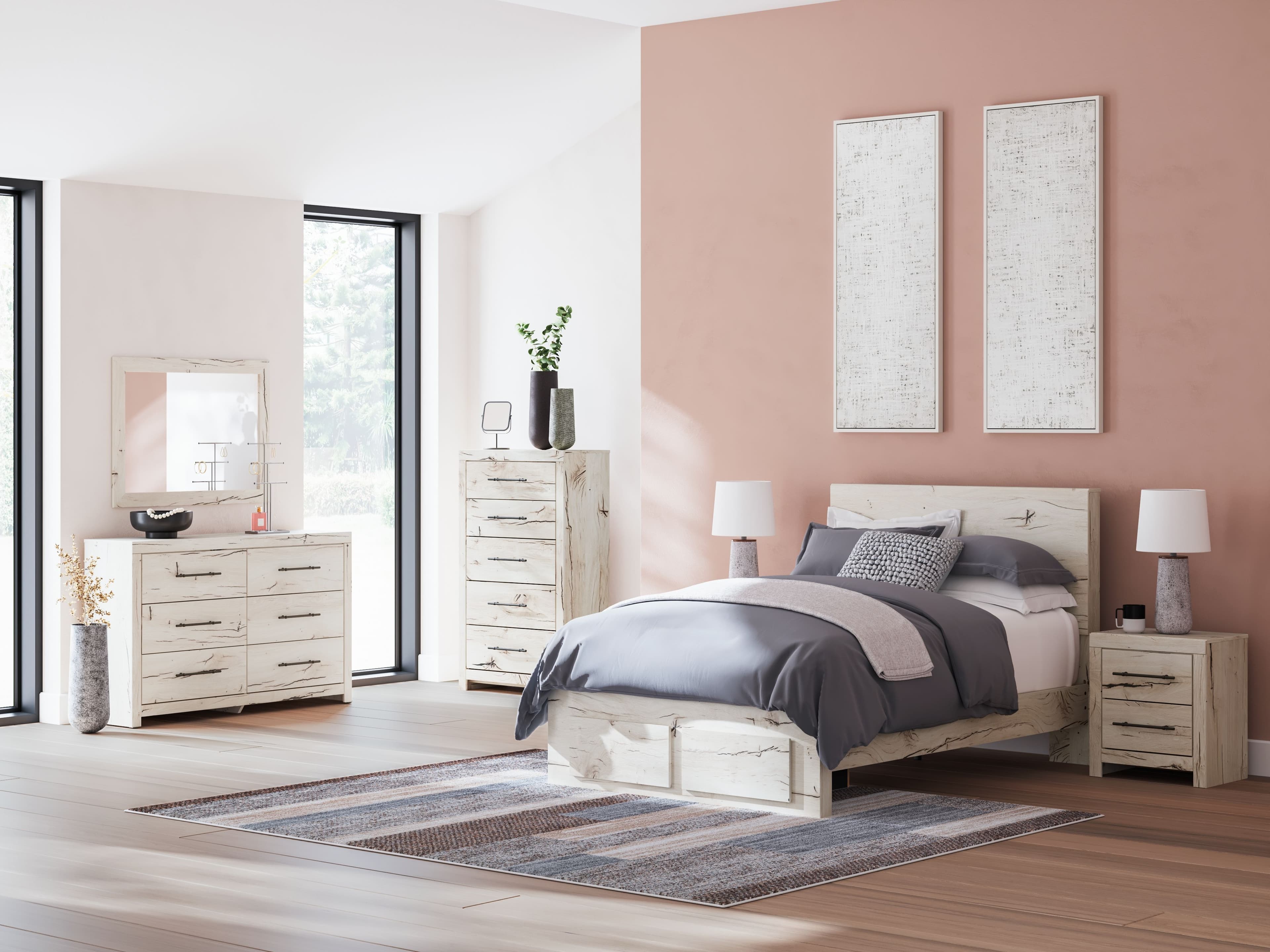 9 Pc. · Dresser, Mirror, Chest, Full Panel Bed With Storage Footboard, 2 Nightstands