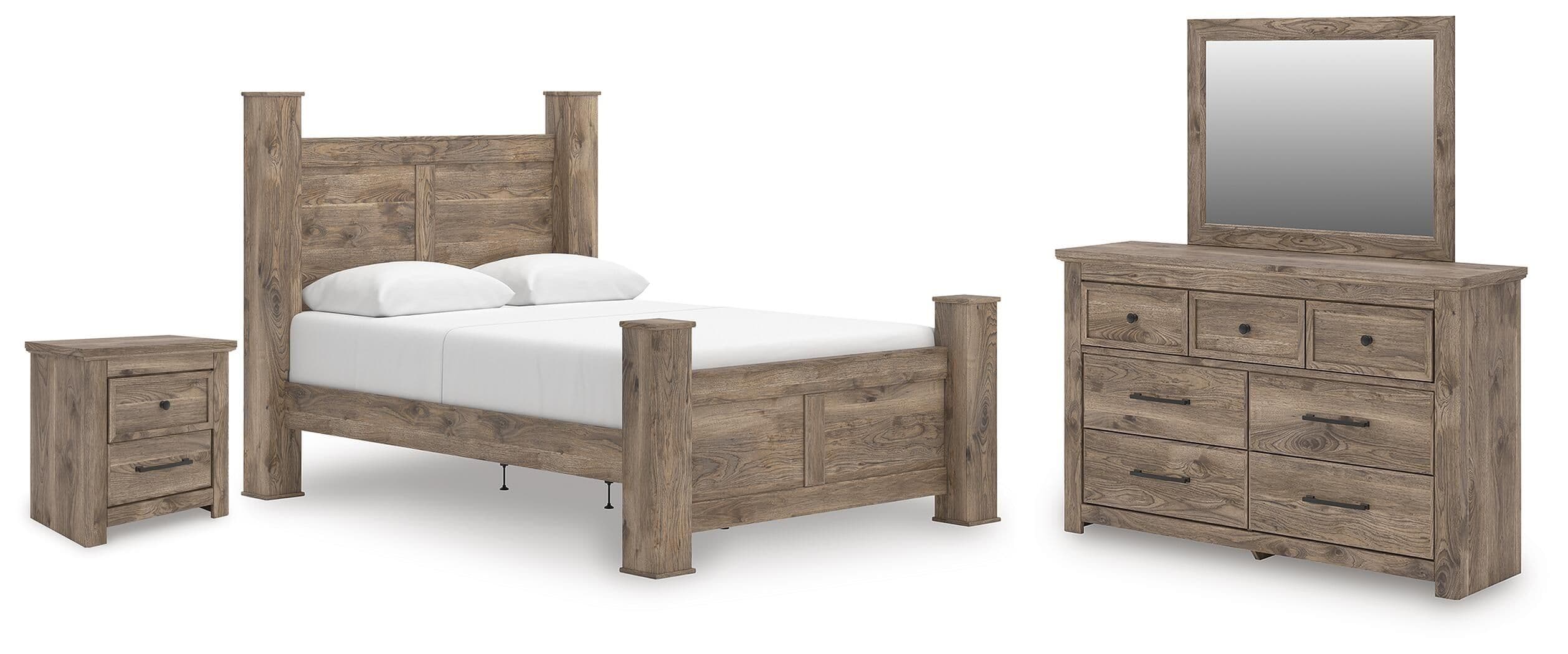 4 Pc. · Queen Poster Bed, Dresser, Mirror And Nightstand