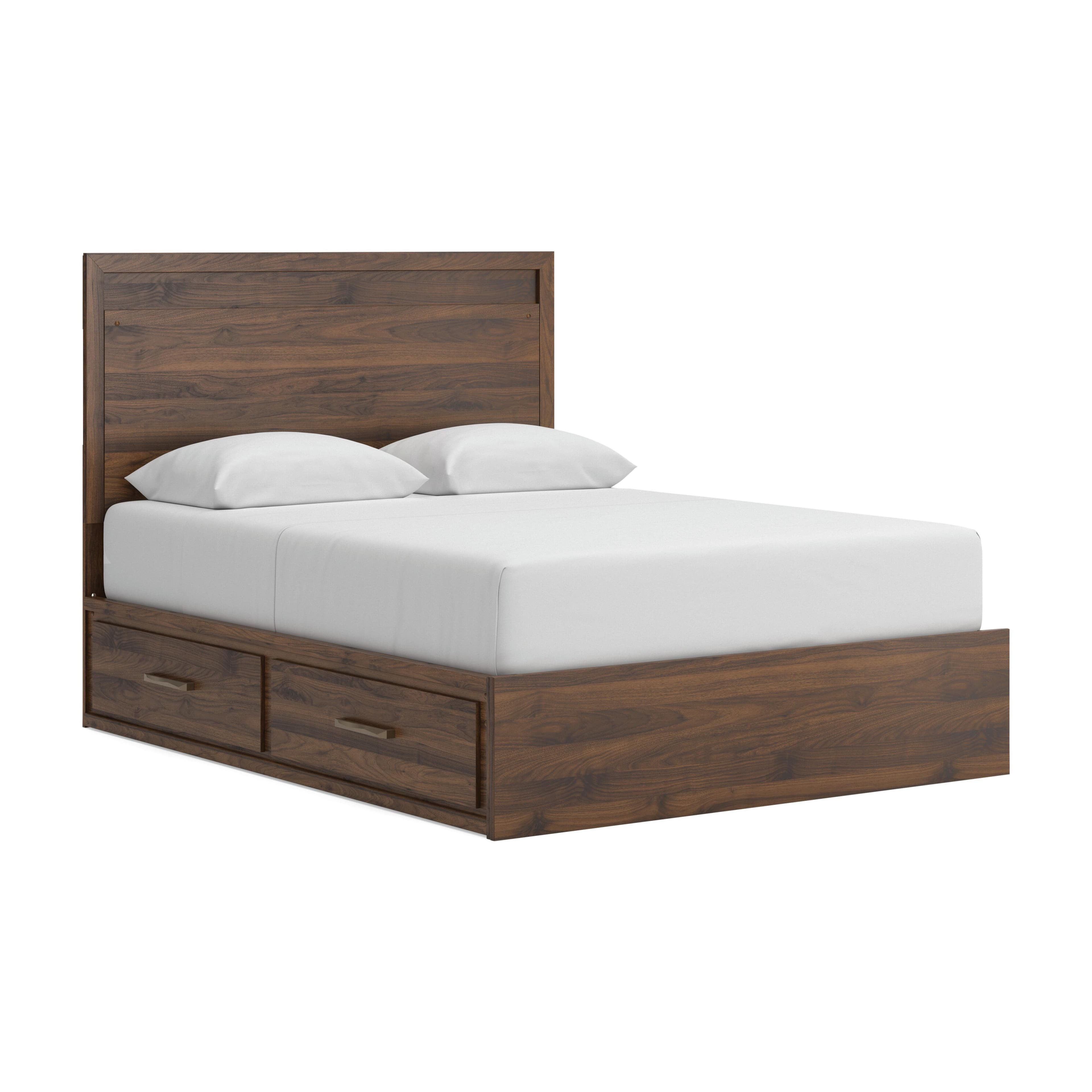 Janfyn - Queen Panel Bed With Under Bed Storage Unit - Brown
