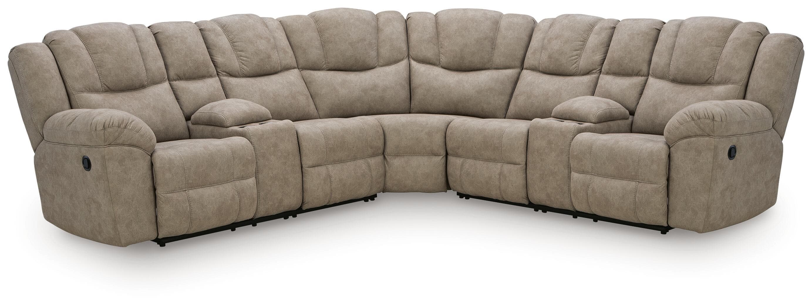 3-Piece Reclining Sectional With Double Console