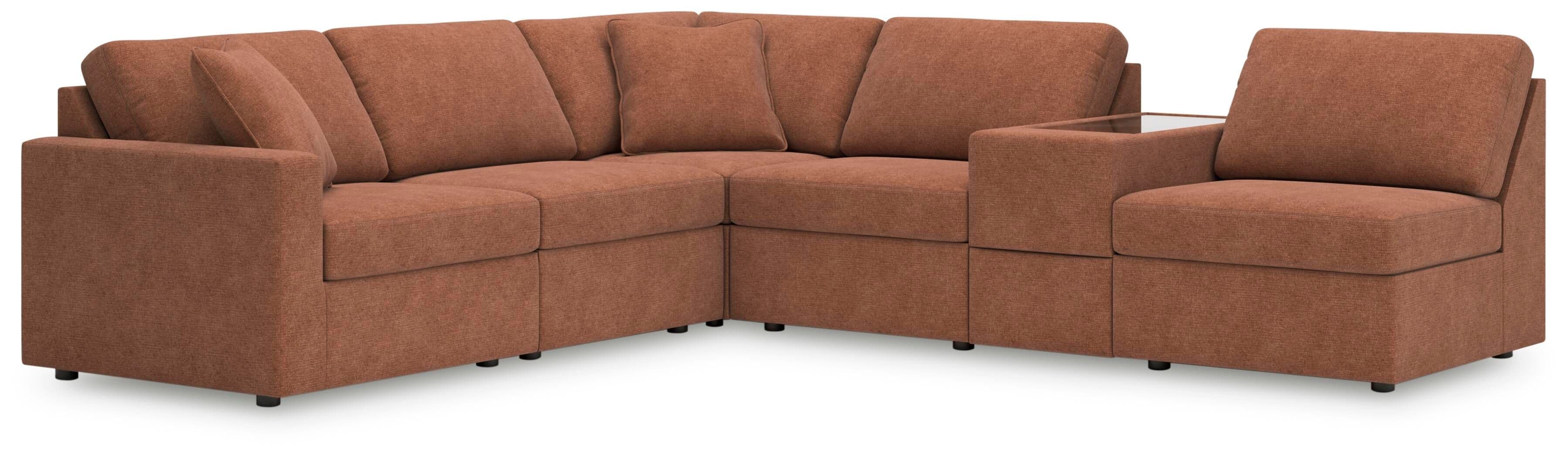 6-Piece Sectional With Storage Console And 3 Armless Chairs