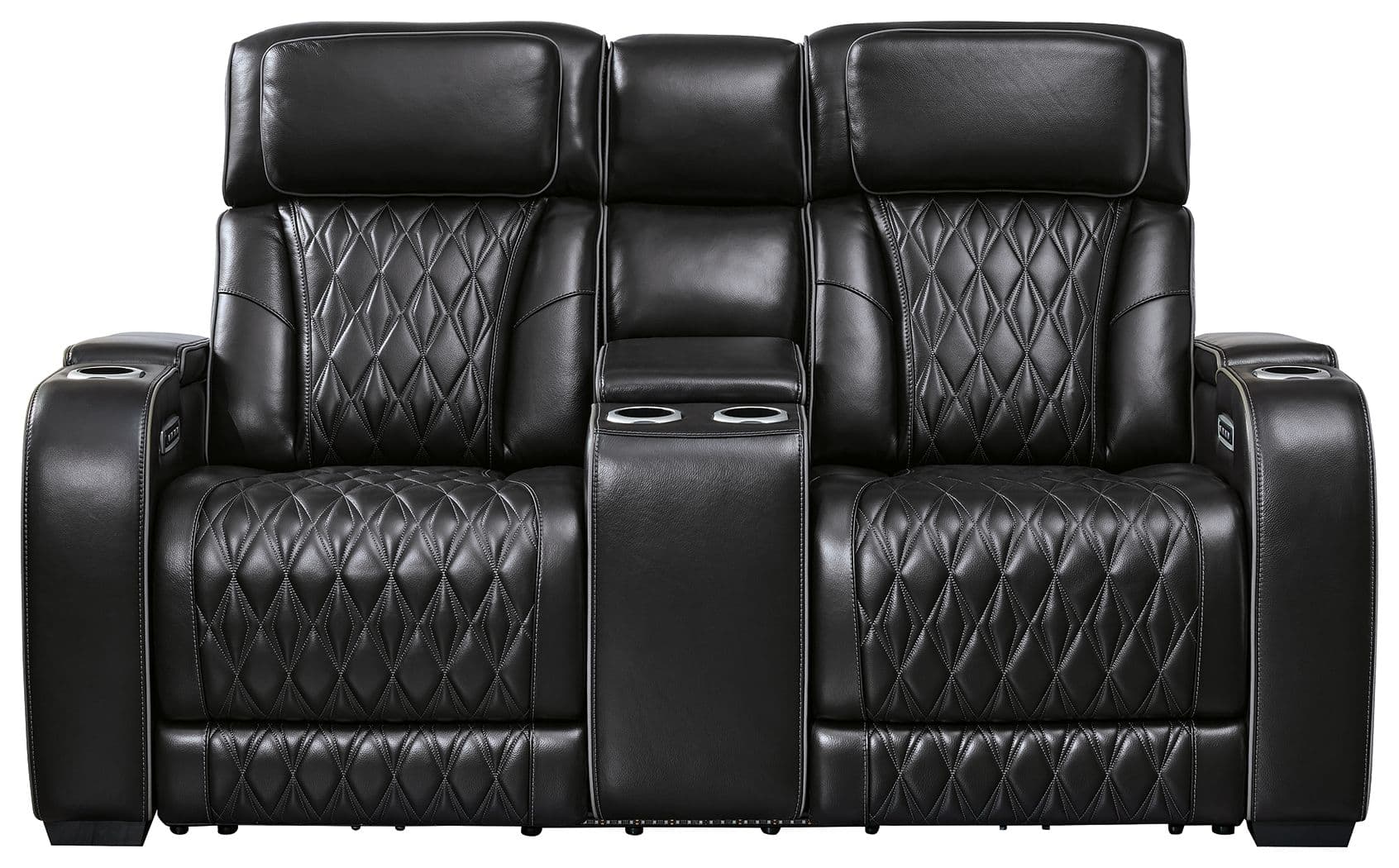 Power Reclining Loveseat with Console/ Adj Headrest · Black