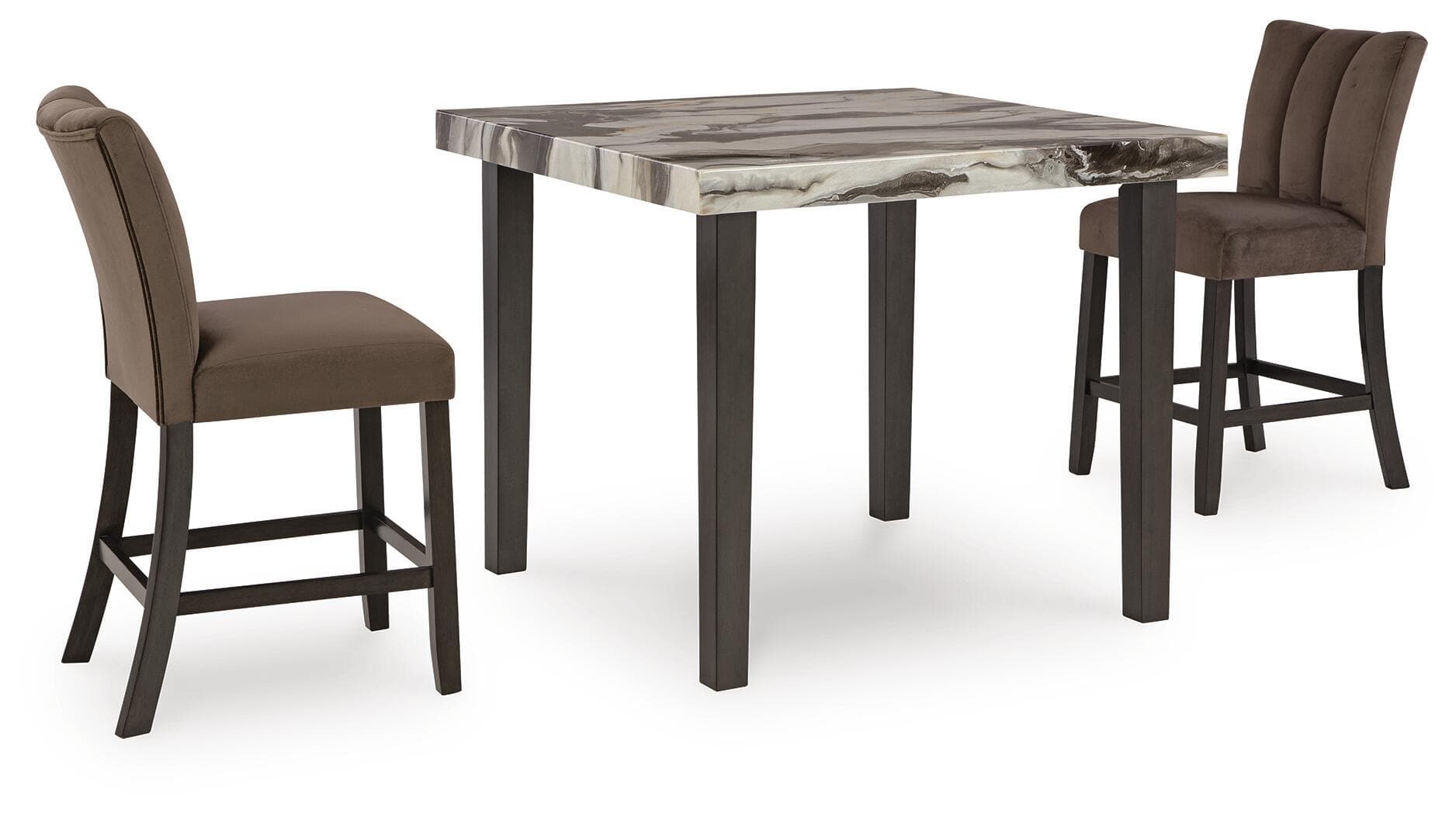 3 Pc. · Counter Height Dining Table And 2 Barstools · Dark Brown / Beige