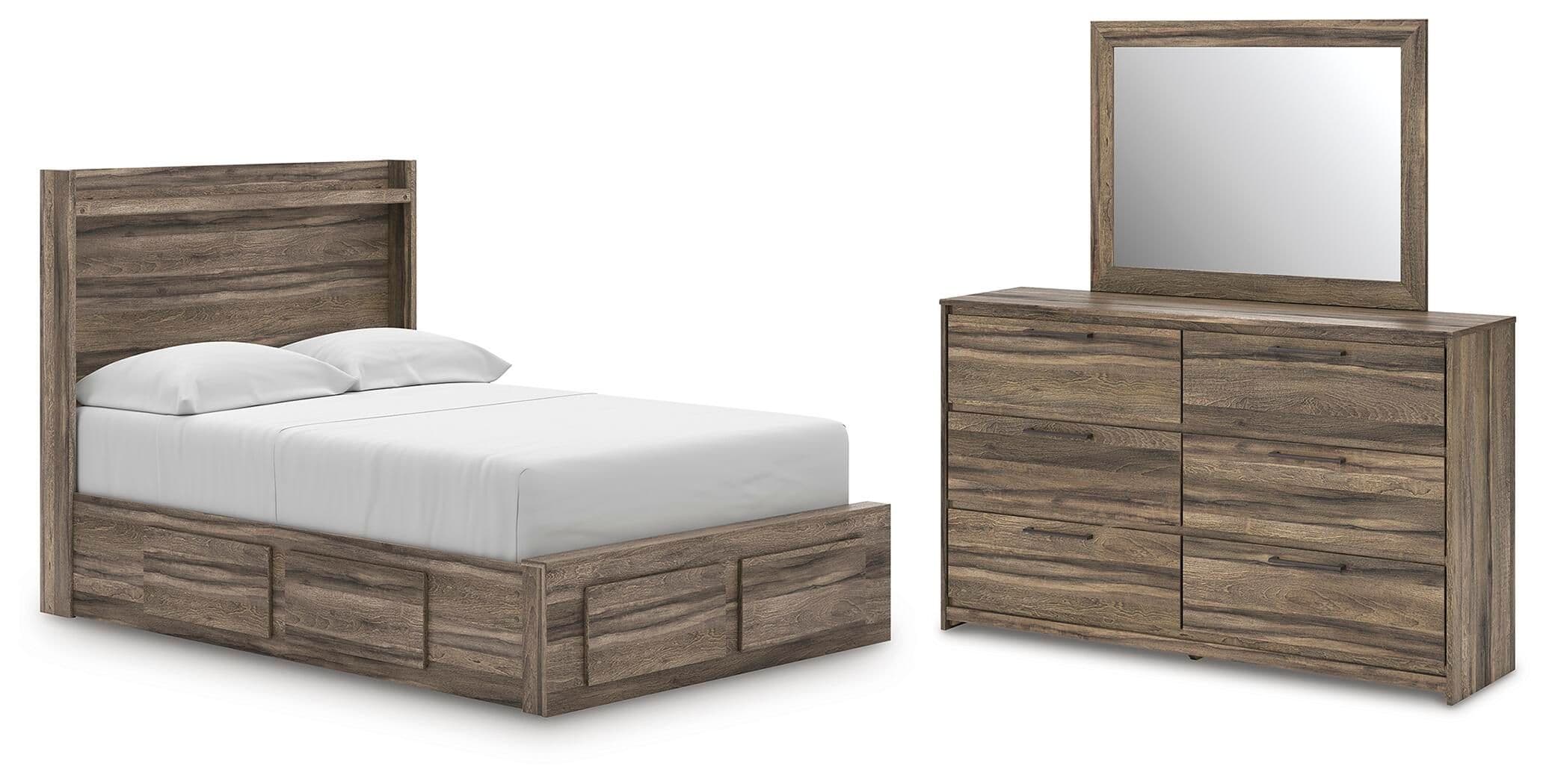 3 Pc. · Full Panel Storage Bed With 2 Under Bed Storage Units, Dresser And Mirror