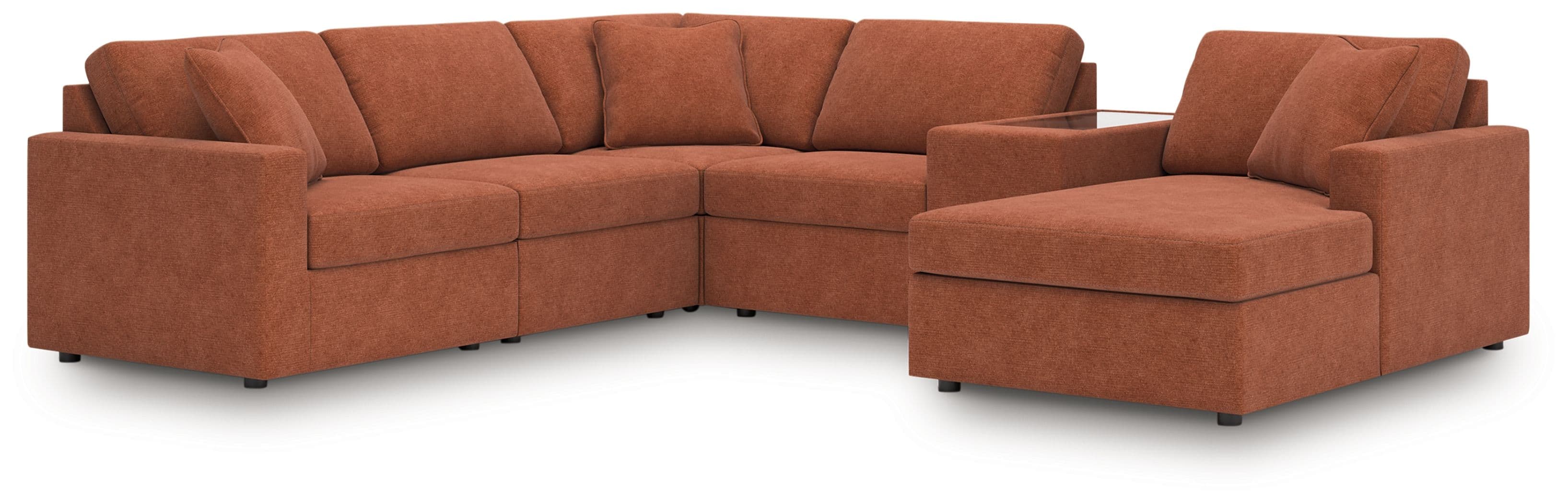 6-Piece Sectional With Raf Corner Chaise, Laf Corner Chair And Storage Console