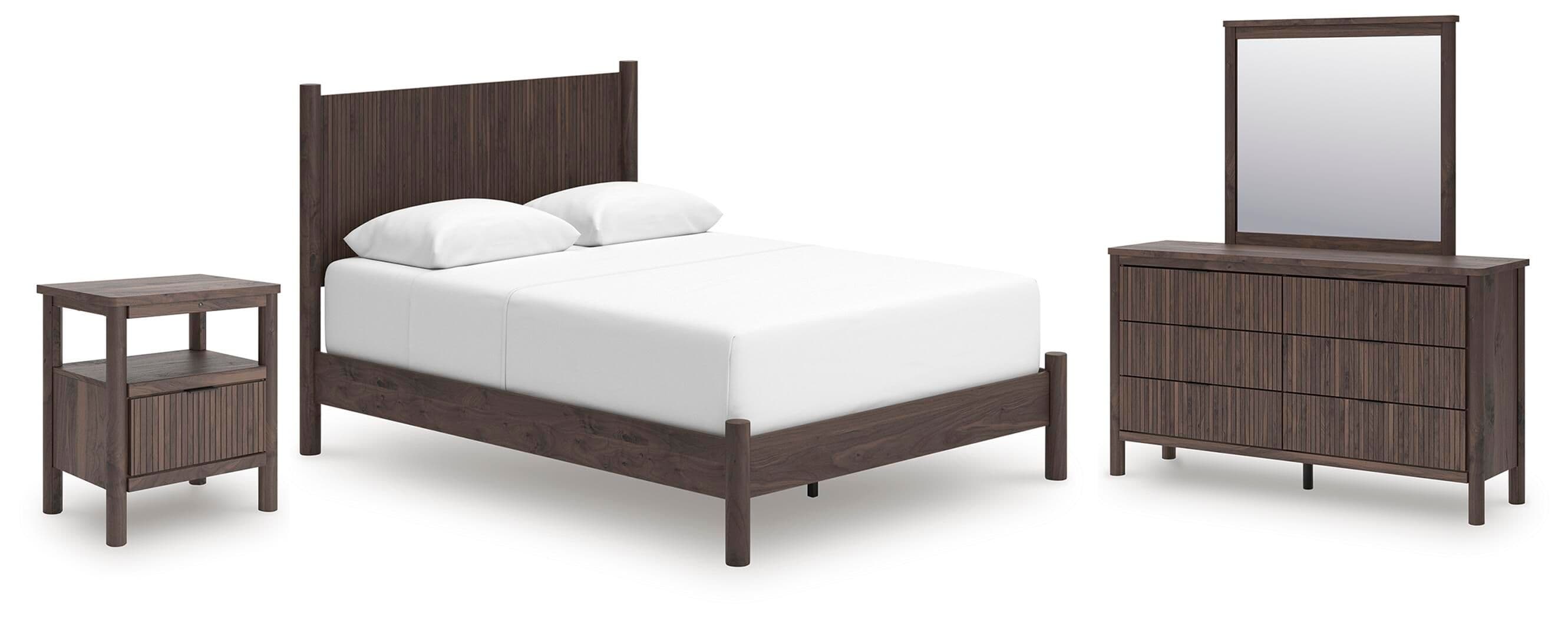 Pamytta - 4 Pc. - Queen Panel Bed, Dresser, Mirror And Nightstand - Brown