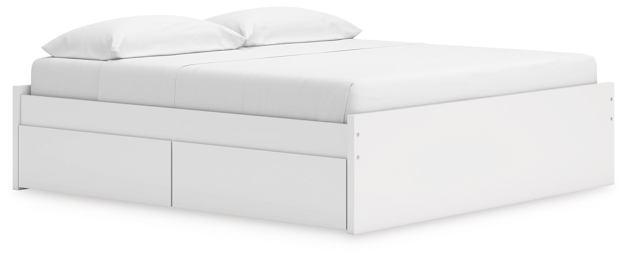 King Platform Bed With 2 Side Storage · White