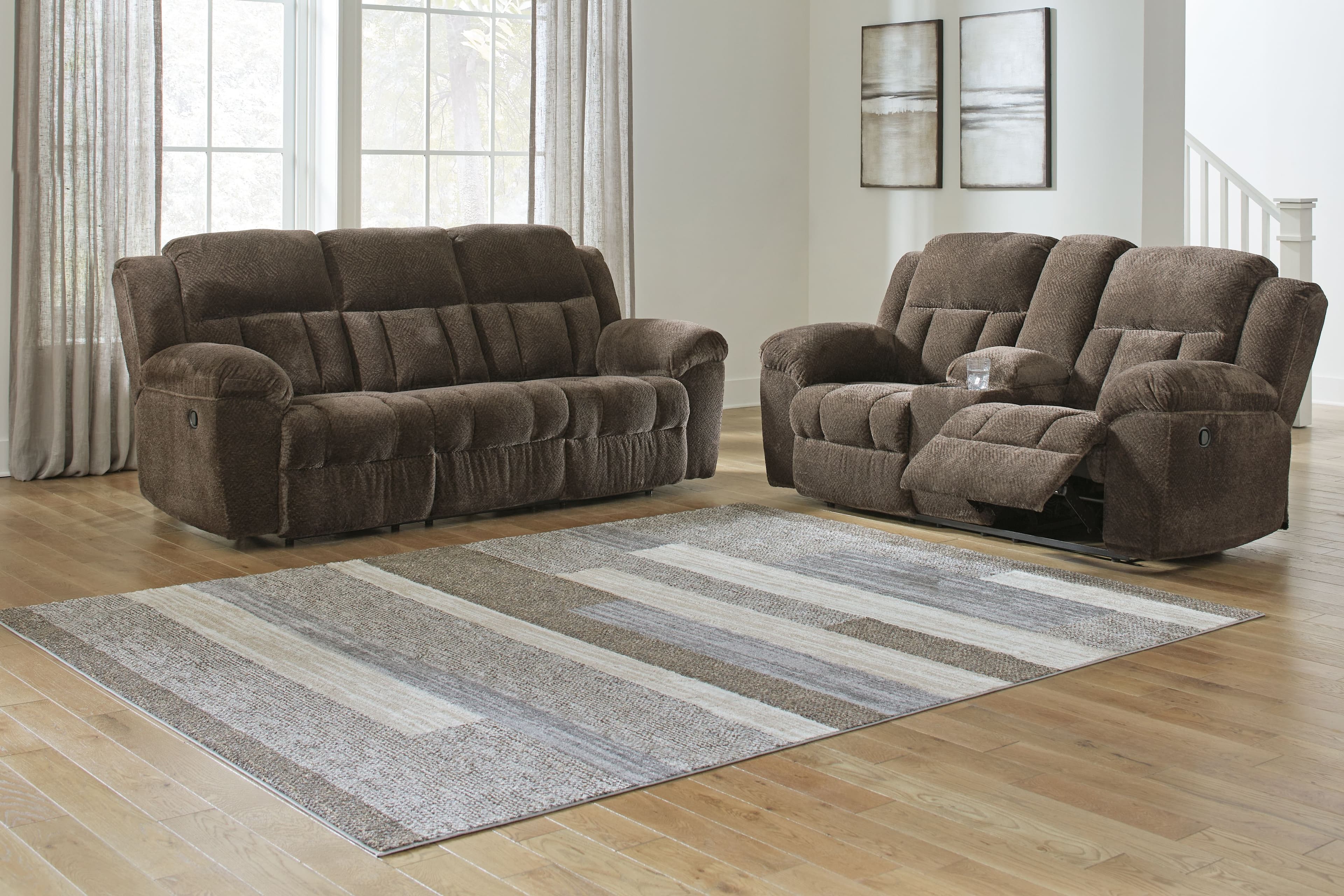 2 Pc. · Reclining Sofa, Reclining Loveseat With Console · Chocolate