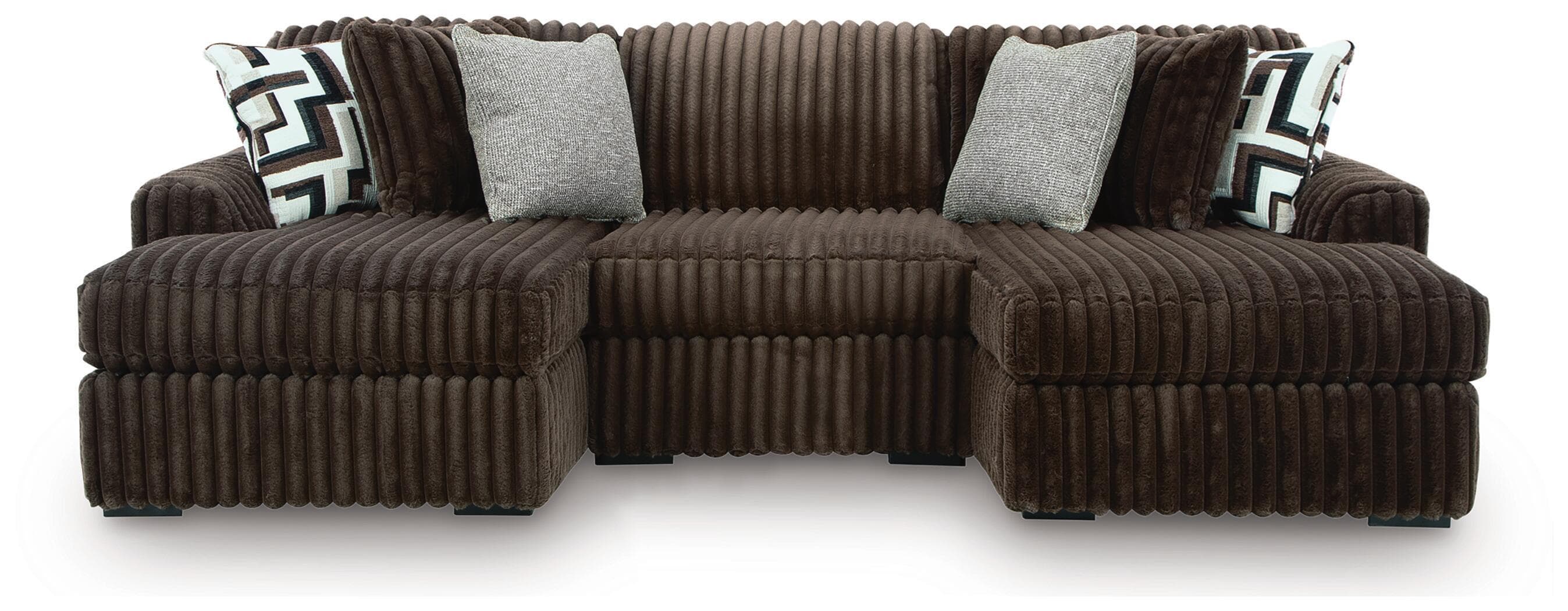 3-Piece Double Chaise Sectional With Armless Chair · Chocolate