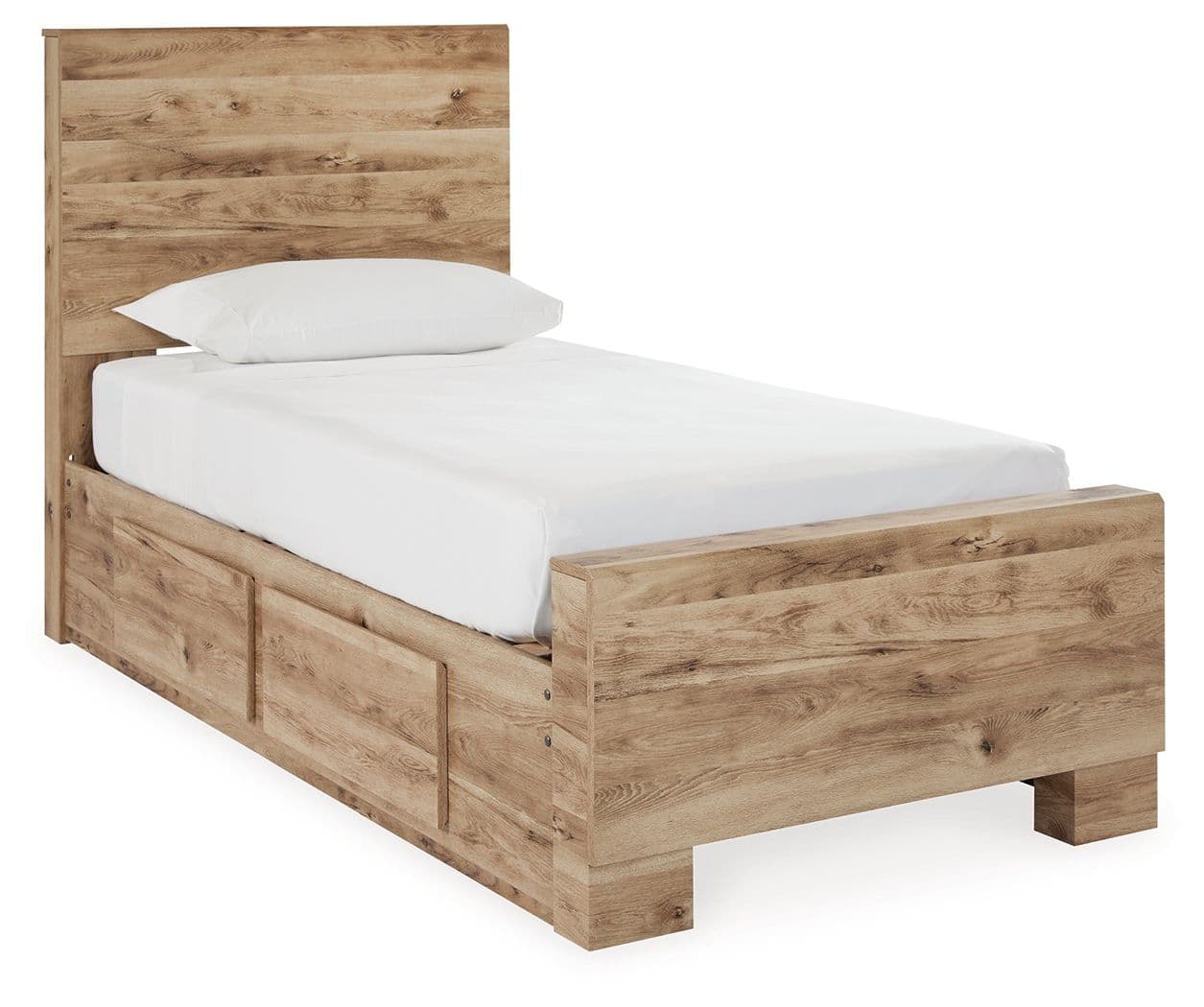 Twin Panel Bed With 1 Side Storage · Tan