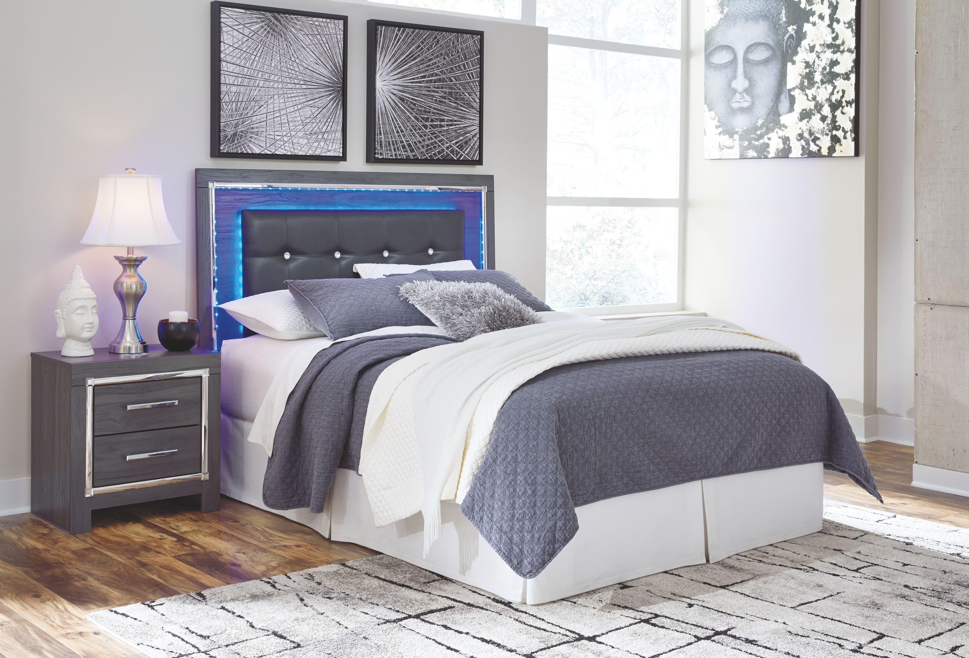 Lodanna - Queen Upholstered Panel Headboard with Bolt on Bed Frame - Gray