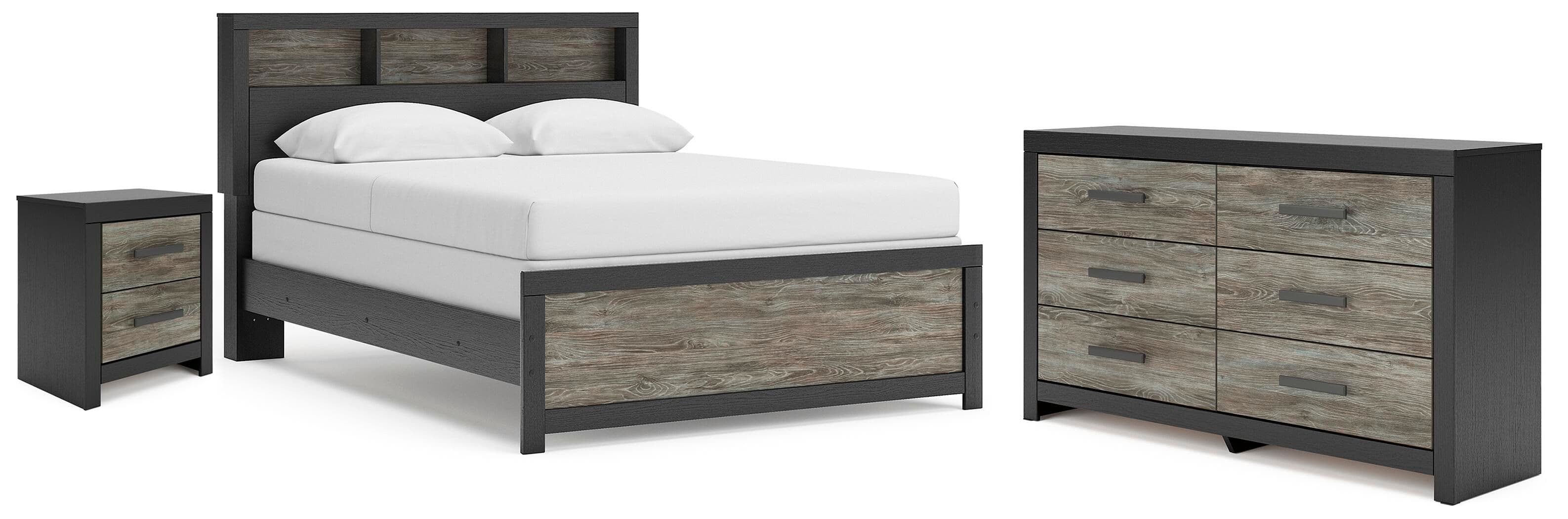 3 Pc. · Queen Bookcase Panel Bed, Dresser And Nightstand