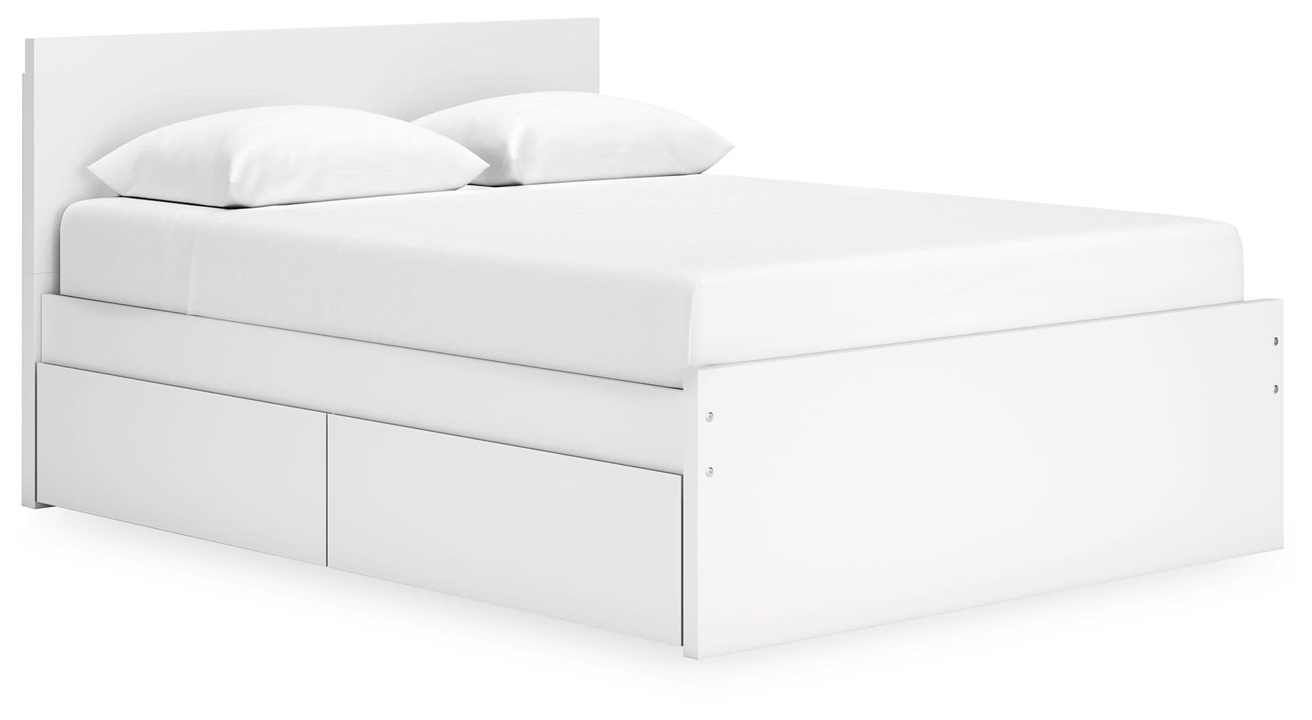 Queen Panel Platform Bed With 2 Side Storage · White